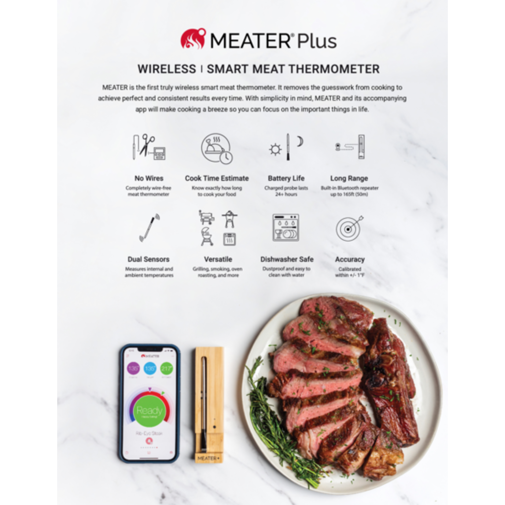 Traeger MEATER+ Wireless Meat Thermometer (RT1-MT-MP01