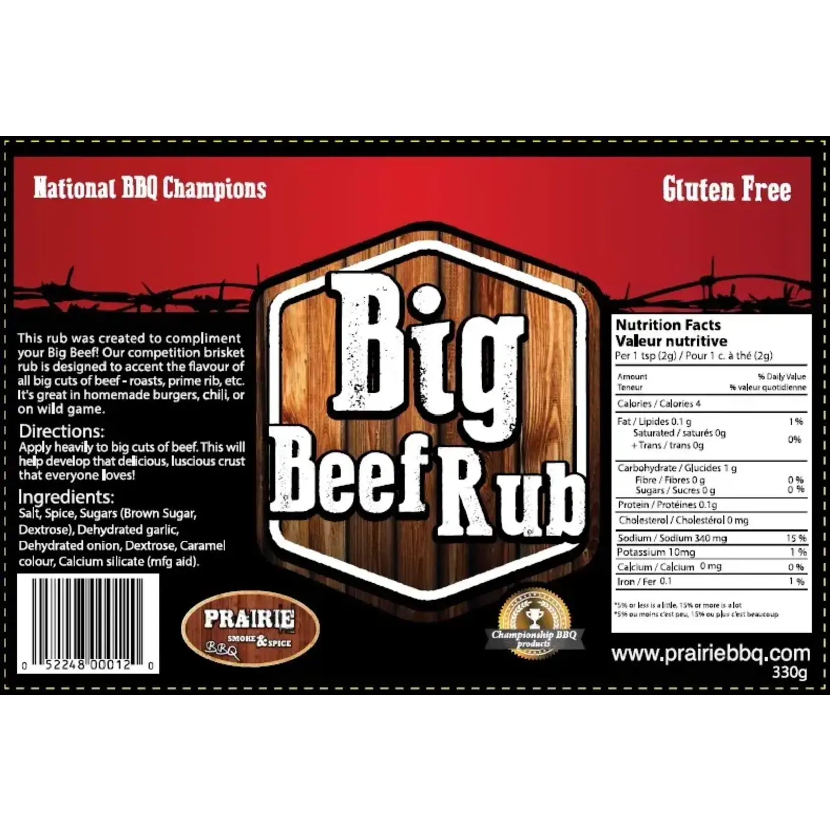 Prairie Smoke & Spice Big Beef Rub 330g