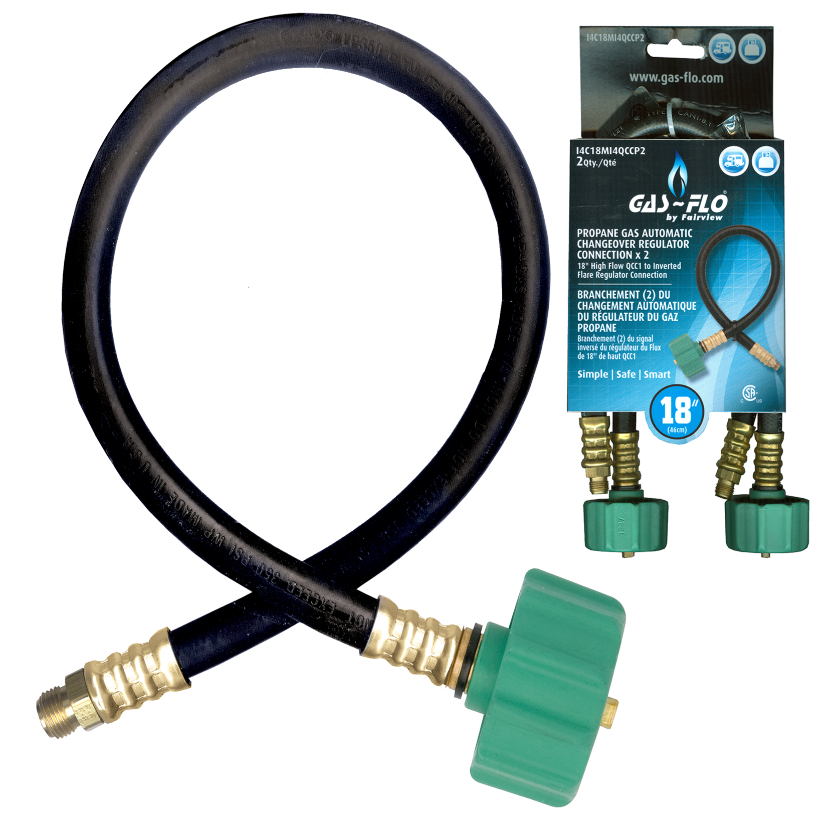 Fairview 18" QCC1 to Inverted Flare Reg Conn (Pkg. 2)