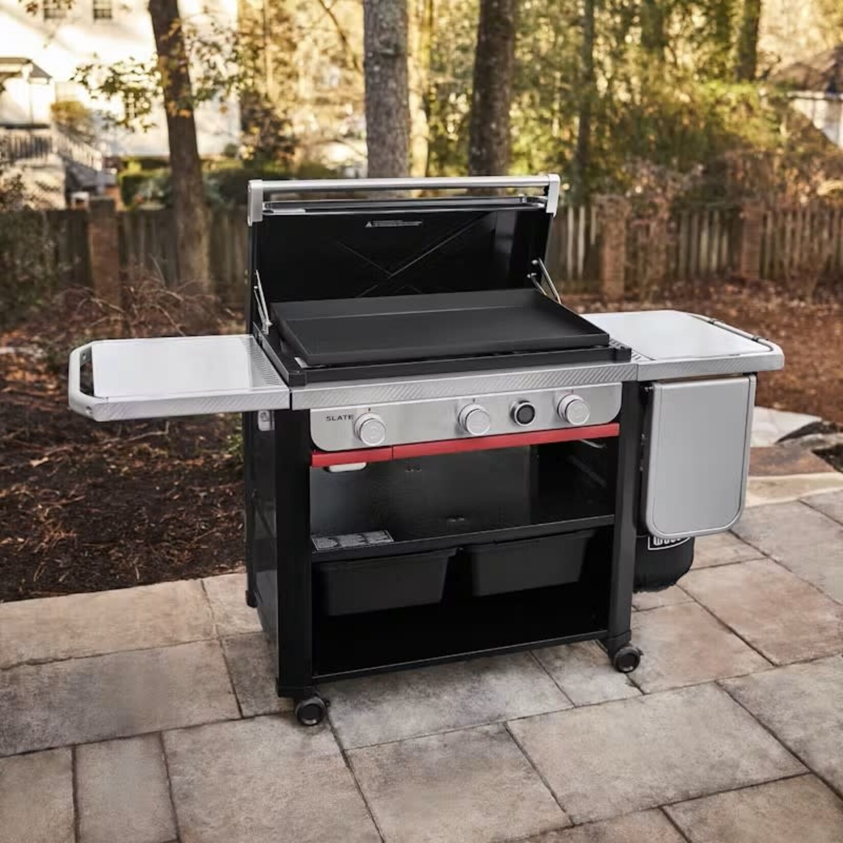 Weber Slate™ 30" Rust-Resistant Griddle with Extendable Side Table (LP)