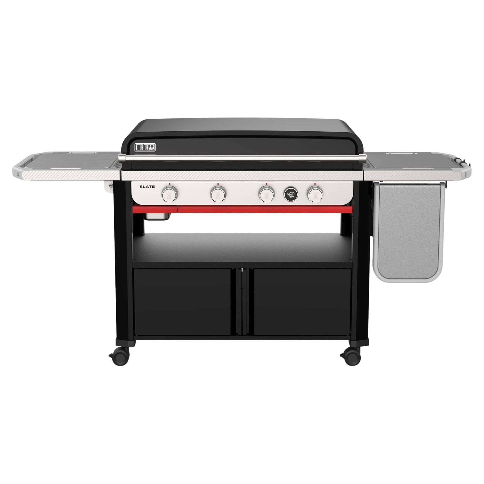 Weber Slate 36IN 4-burner LP Griddle, Cabinet, Fold-Up Shelf, Black
