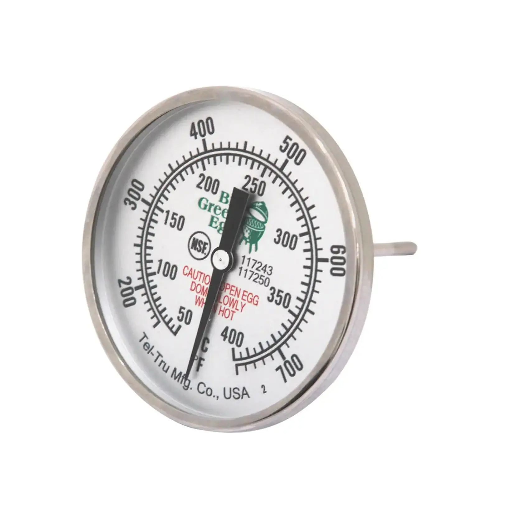 Green Egg Tel-Tru USA Made OEM Temperature Gauge 3"