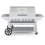 Crown Verity 48" Mobile Grill Pro Package, with Roll Dome, 2 x Removable End Shelves, Adjustable Bun Rack & Barbecue Cover, LP