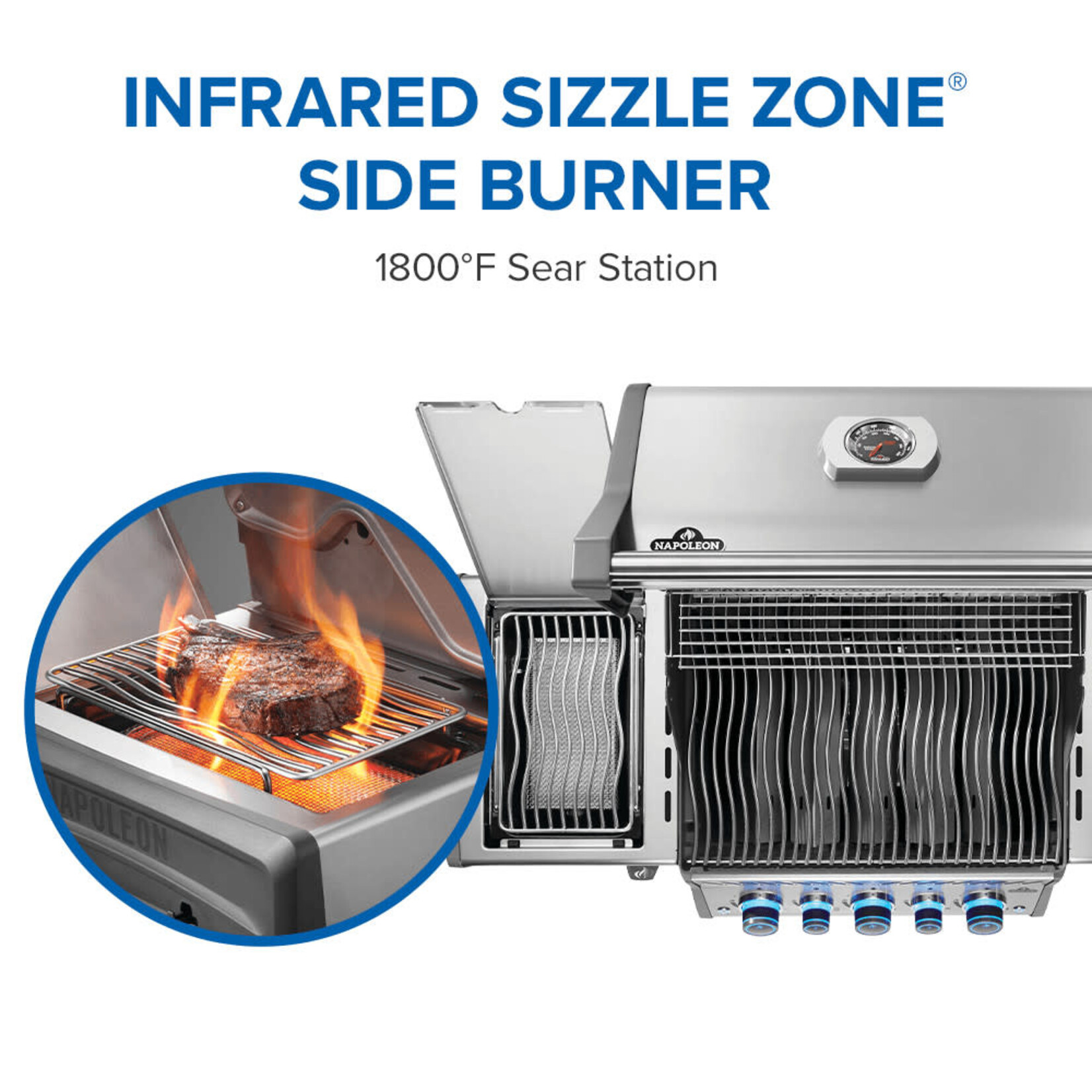 Napoleon Rogue® PRO-S 425 Natural Gas Grill with Infrared Side and Rear Burners, Stainless Steel