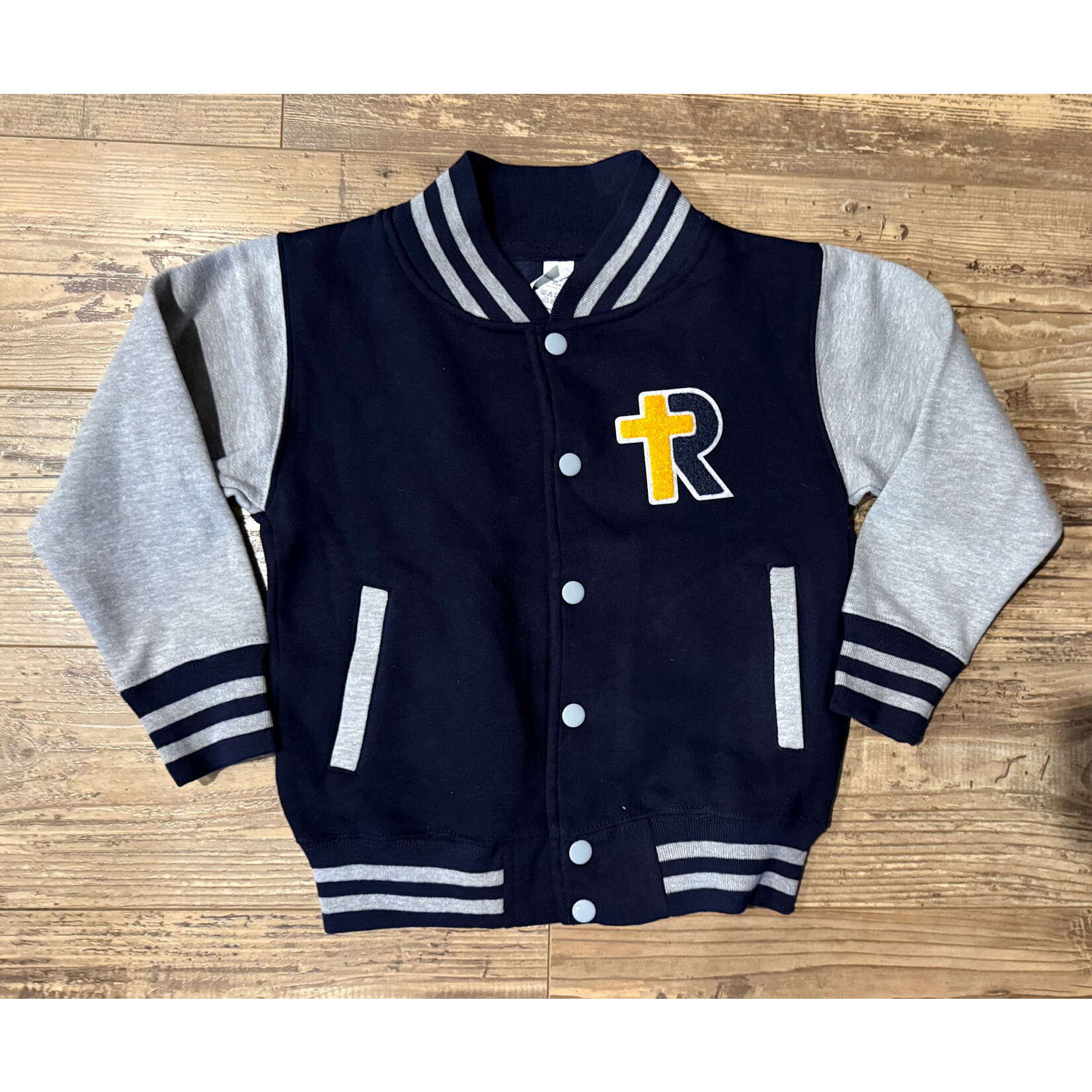 Button-up Letterman Sweatshirt--Youth