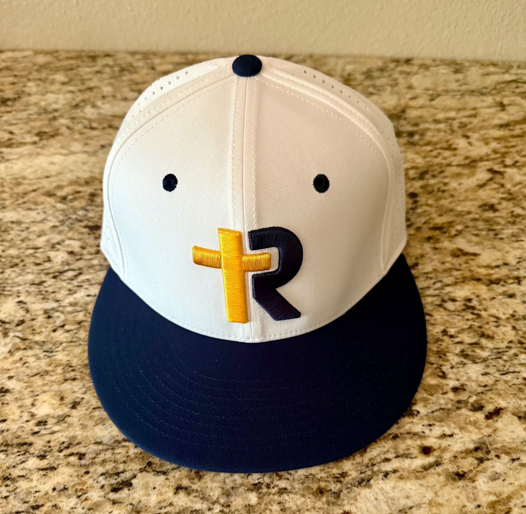 White Nike Baseball Hat--Navy & Yellow Logo - Regina Spirit Store