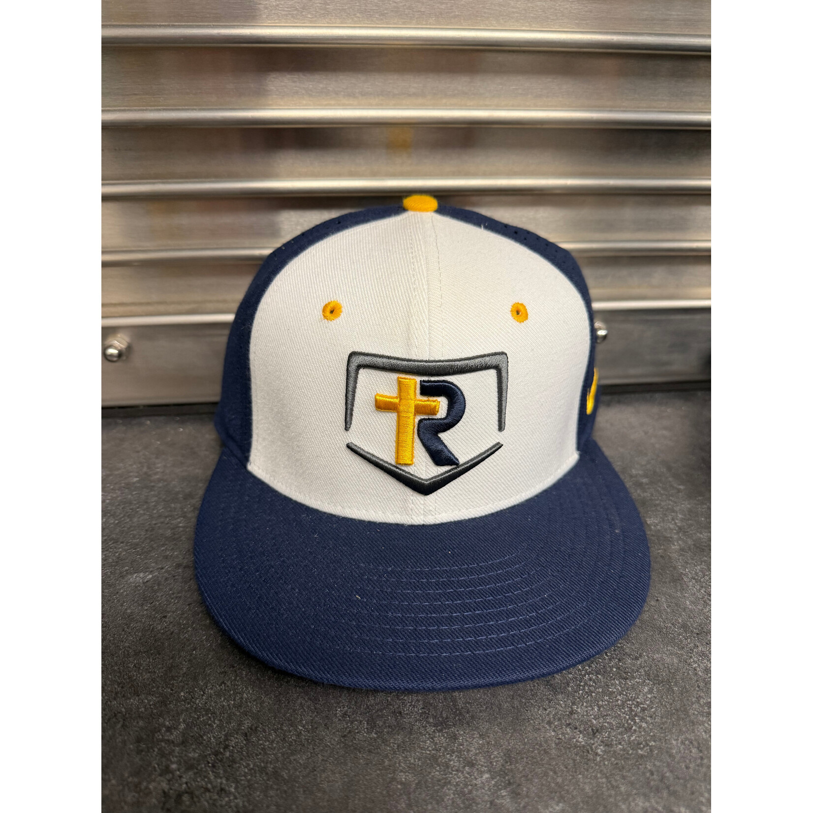 Navy & white hat with baseball logo