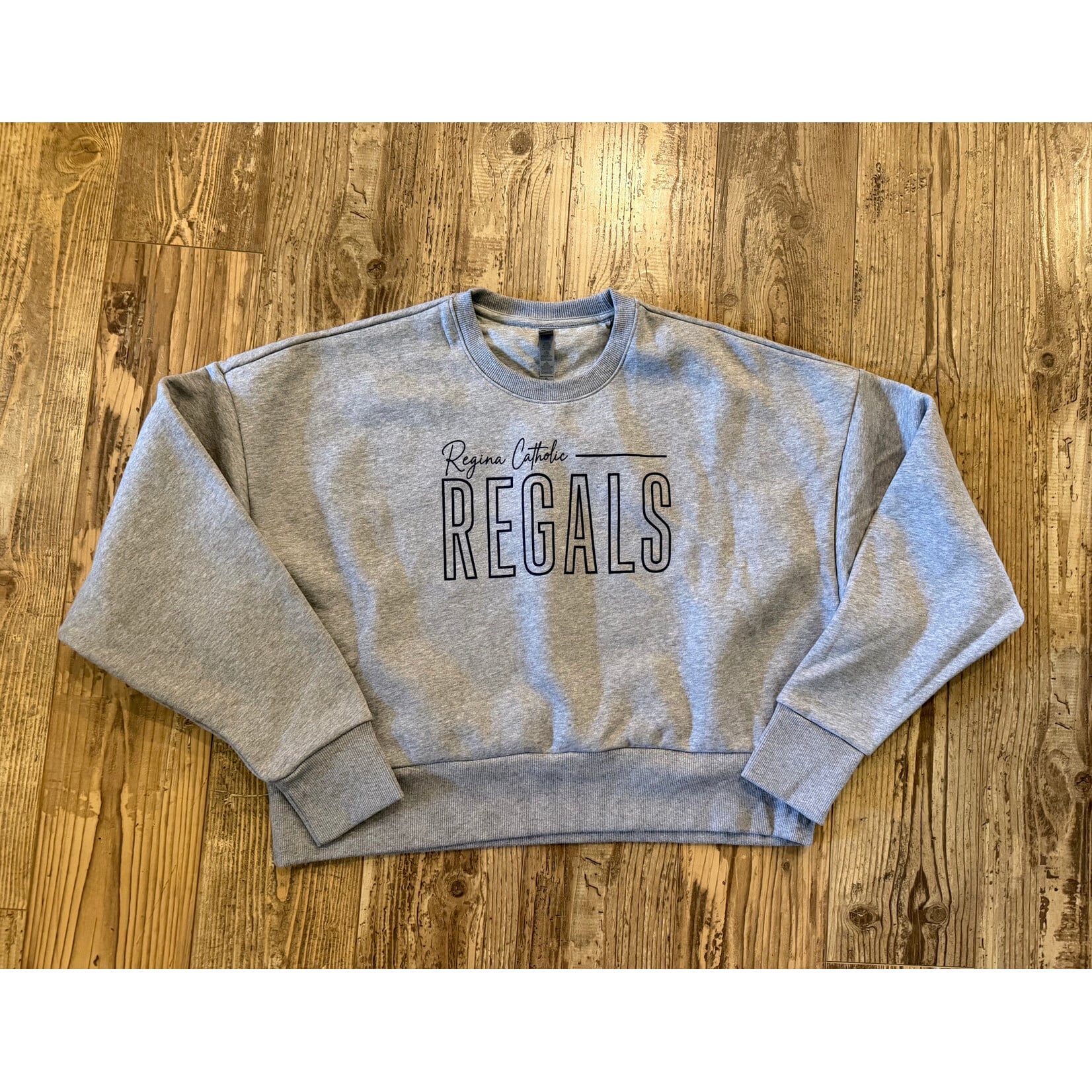 Next Level Crop Crew Sweatshirt--Gray REGALS Outline