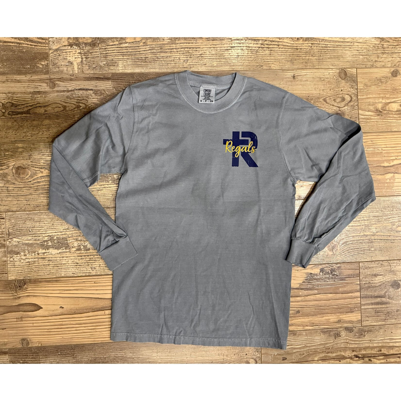Gray LS w/logo on front & school name on back