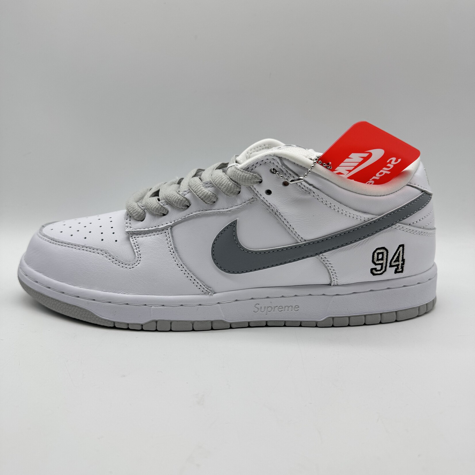 Nike SB Dunk Low Supreme 94 White Metallic Silver