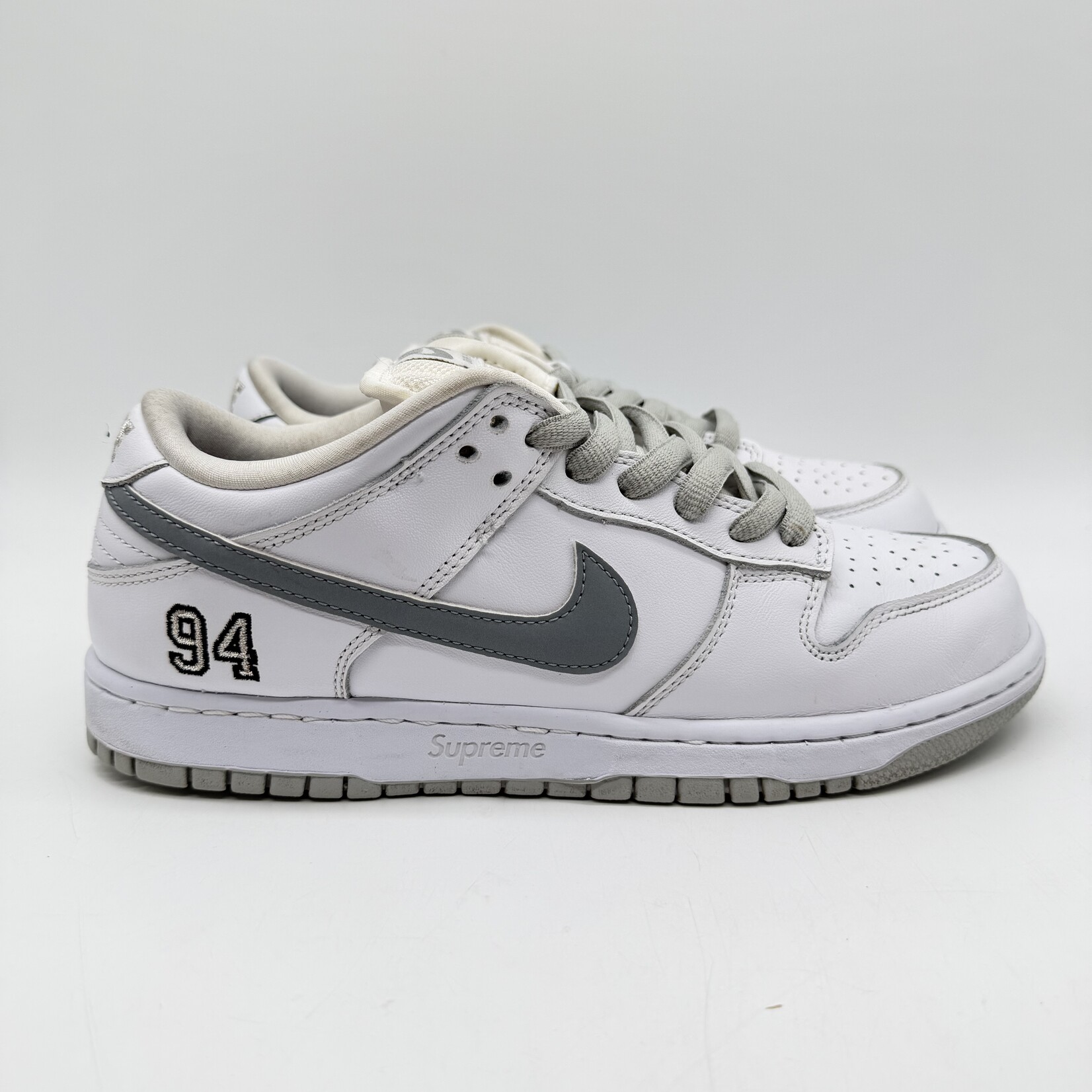 Nike SB Dunk Low Supreme 94 White Metallic Silver