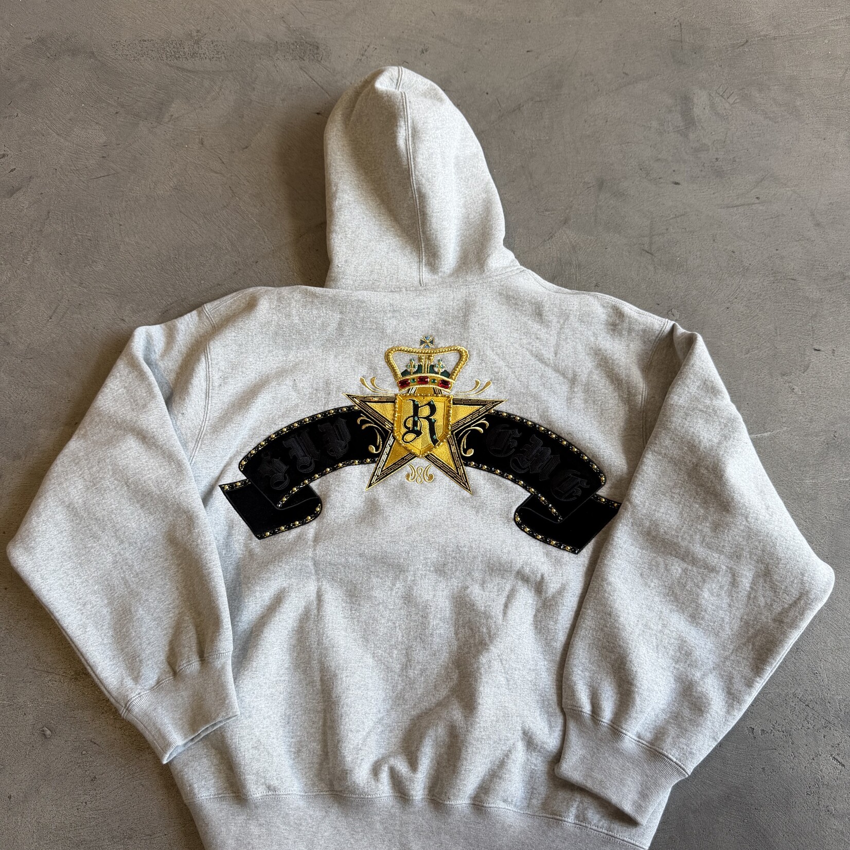 Supreme Crest Zip Up Hooded Sweatshirt Heather Grey