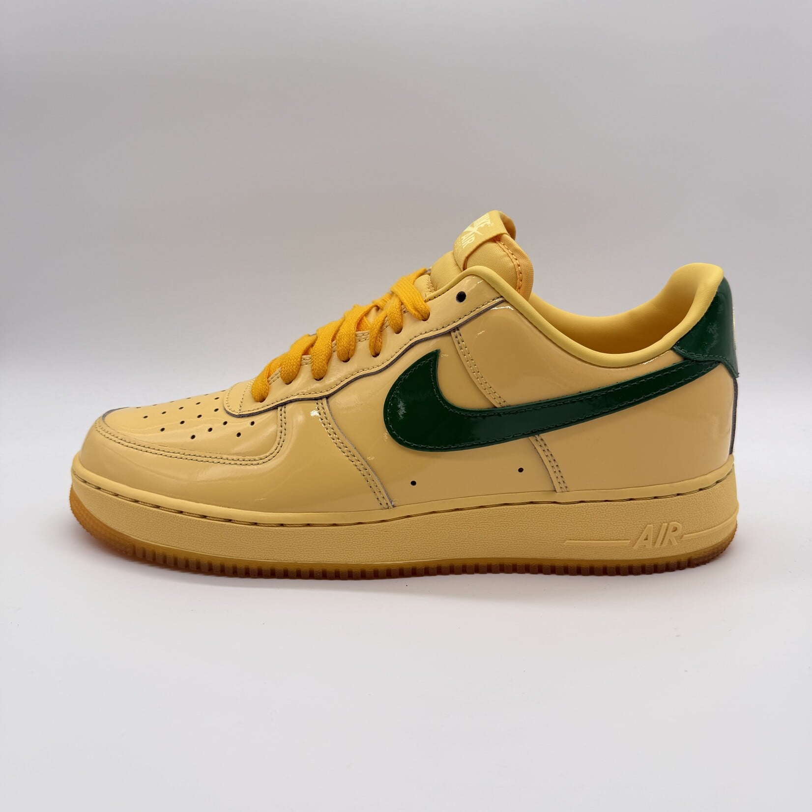 Nike Air Force 1 Low Patent Leather Topaz Gold Pine Green