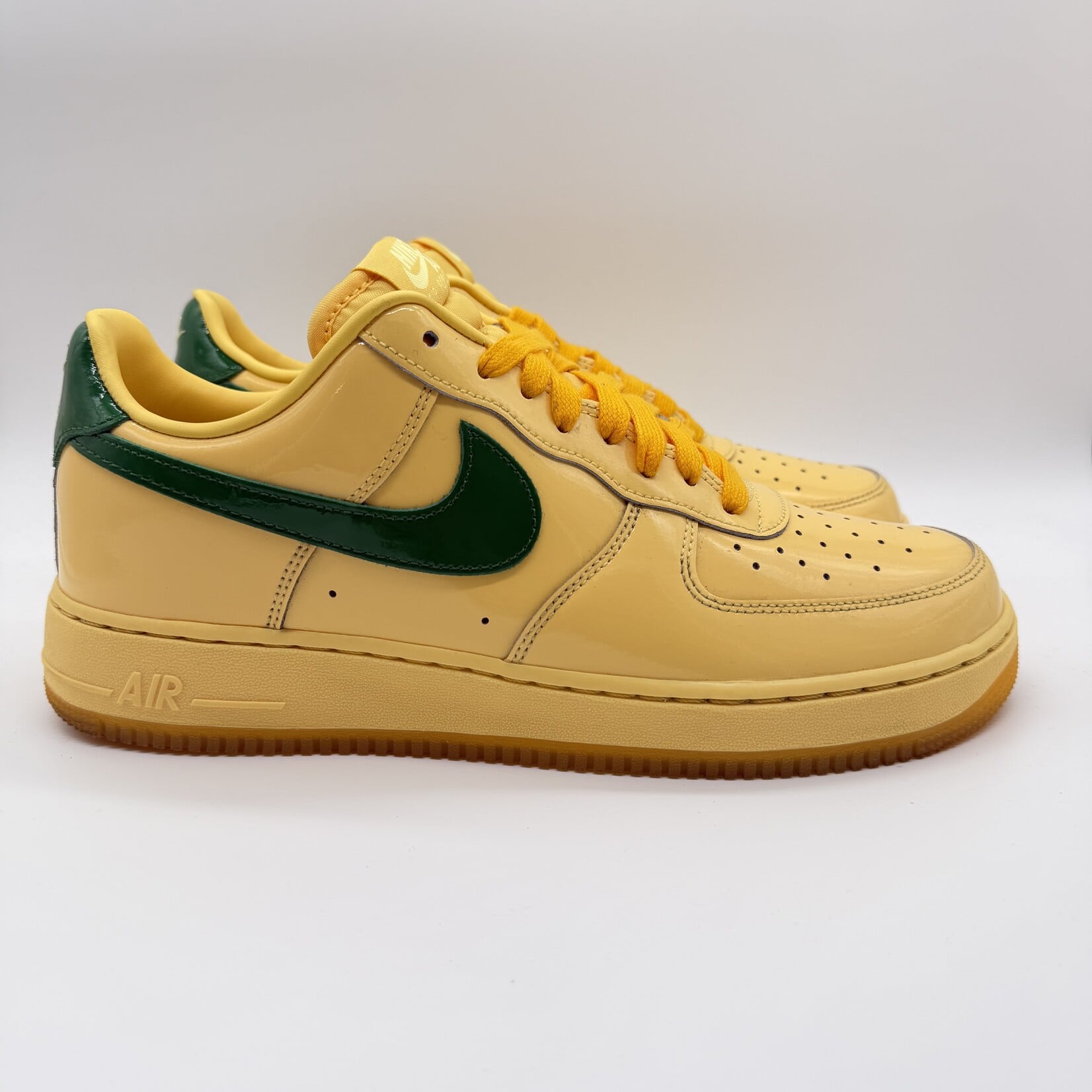 Nike Air Force 1 Low Patent Leather Topaz Gold Pine Green