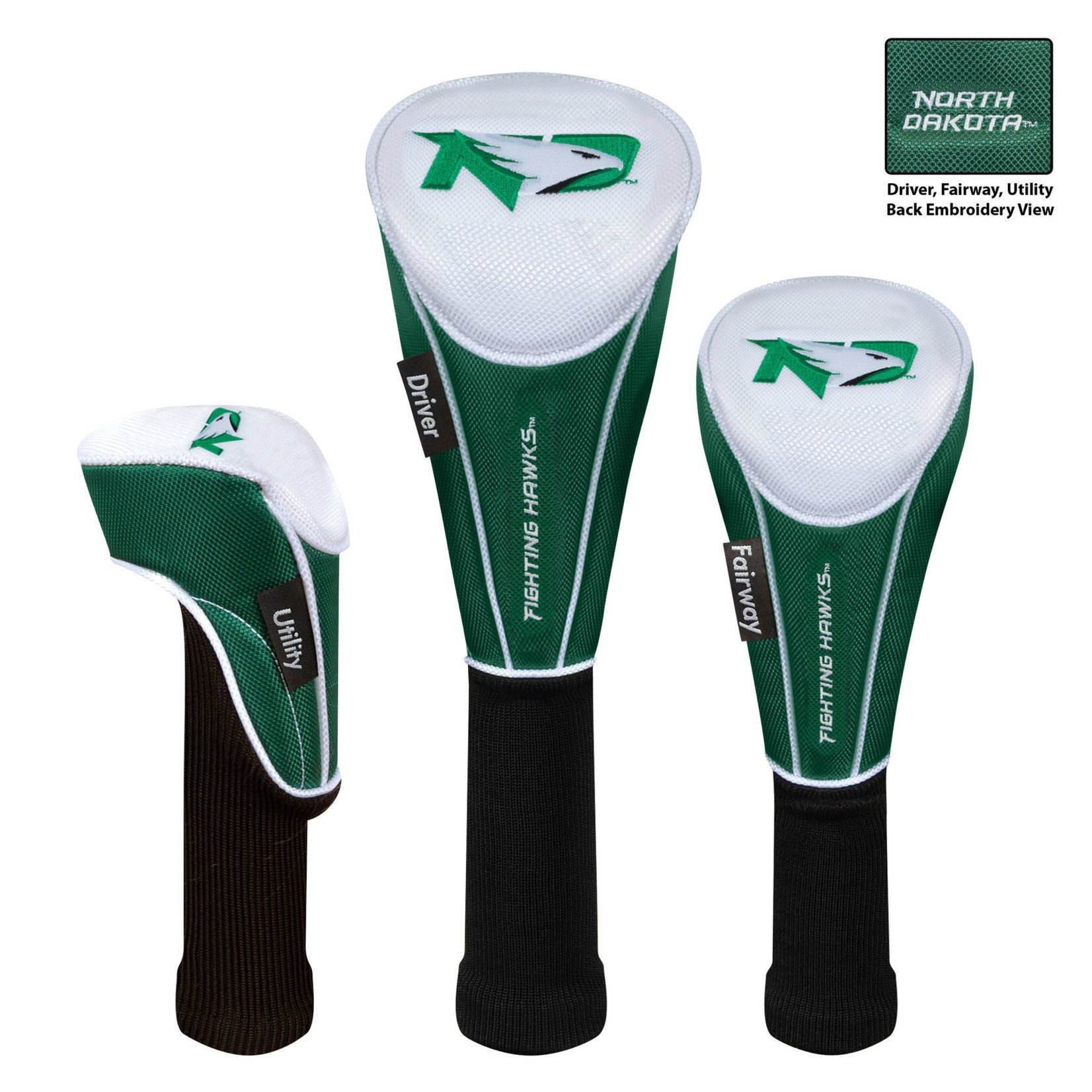 Wincraft UND Fighting Hawks Golf Headcover Set