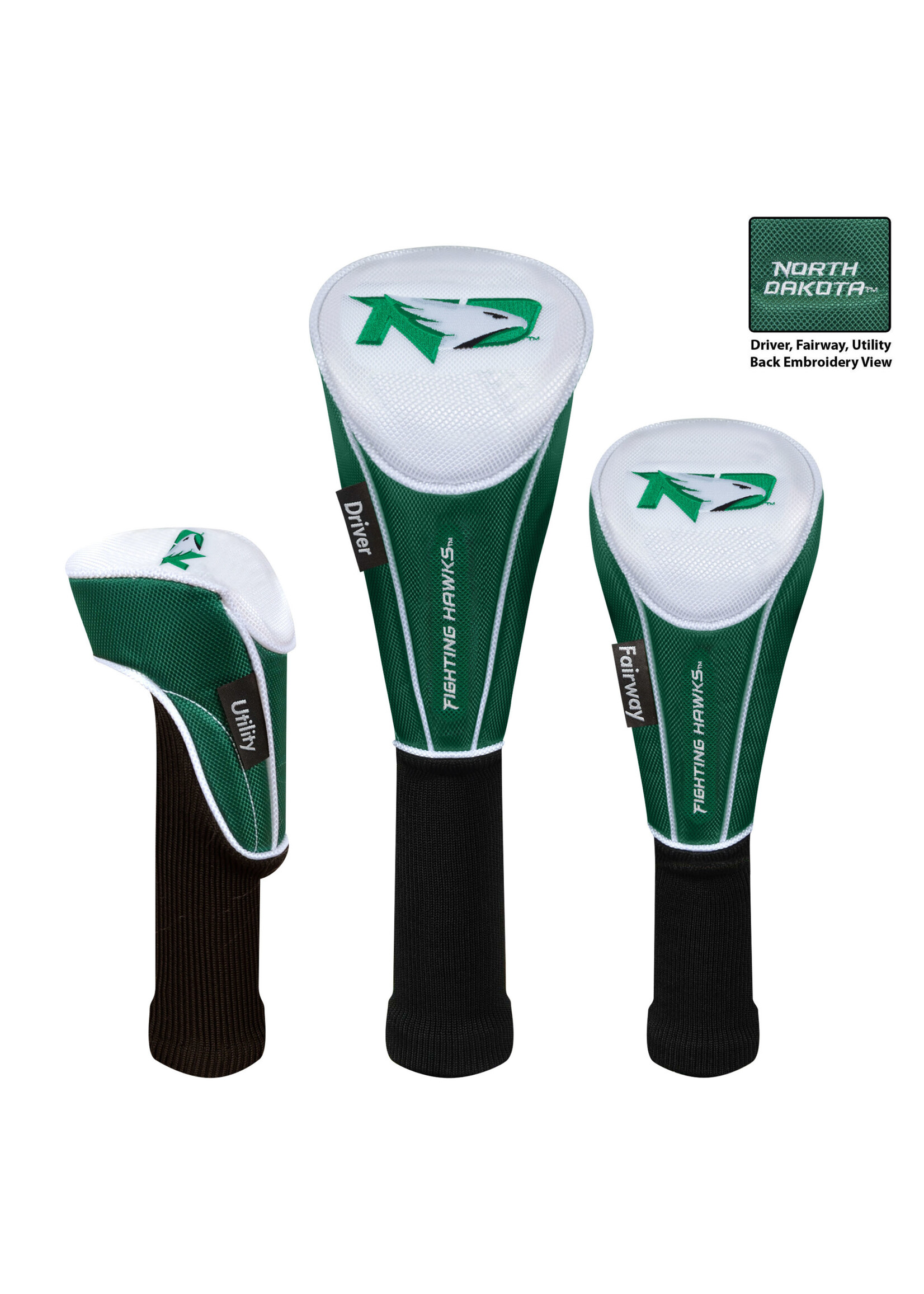 Wincraft UND Fighting Hawks Golf Headcover Set