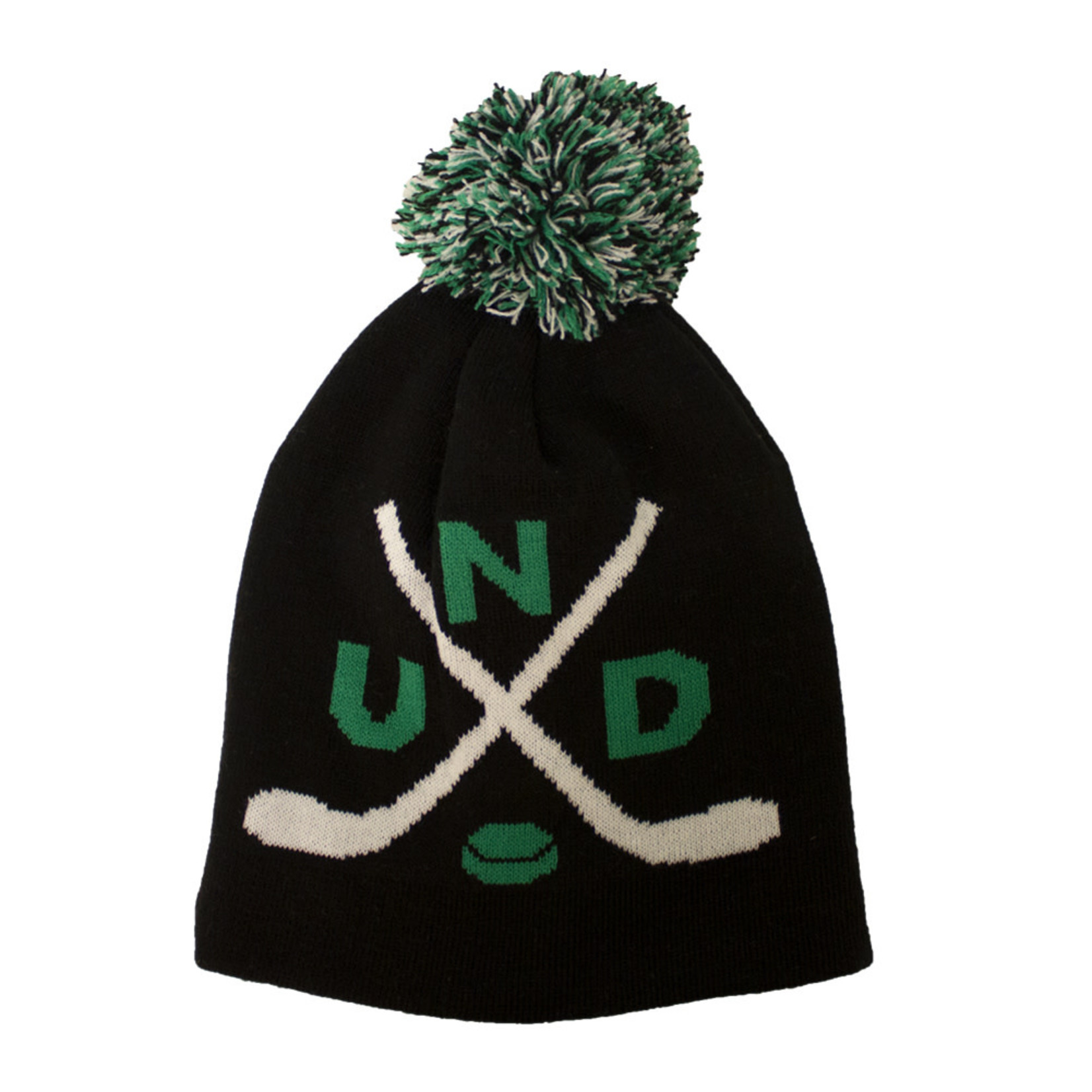 UND Sticks No Fold Pom Knit Hat