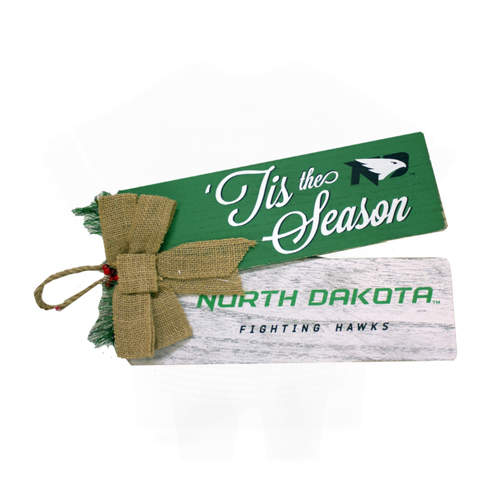 Forever Collectibles/ Tea UND Fighting Hawks Tis' The Season Door Tag Sign