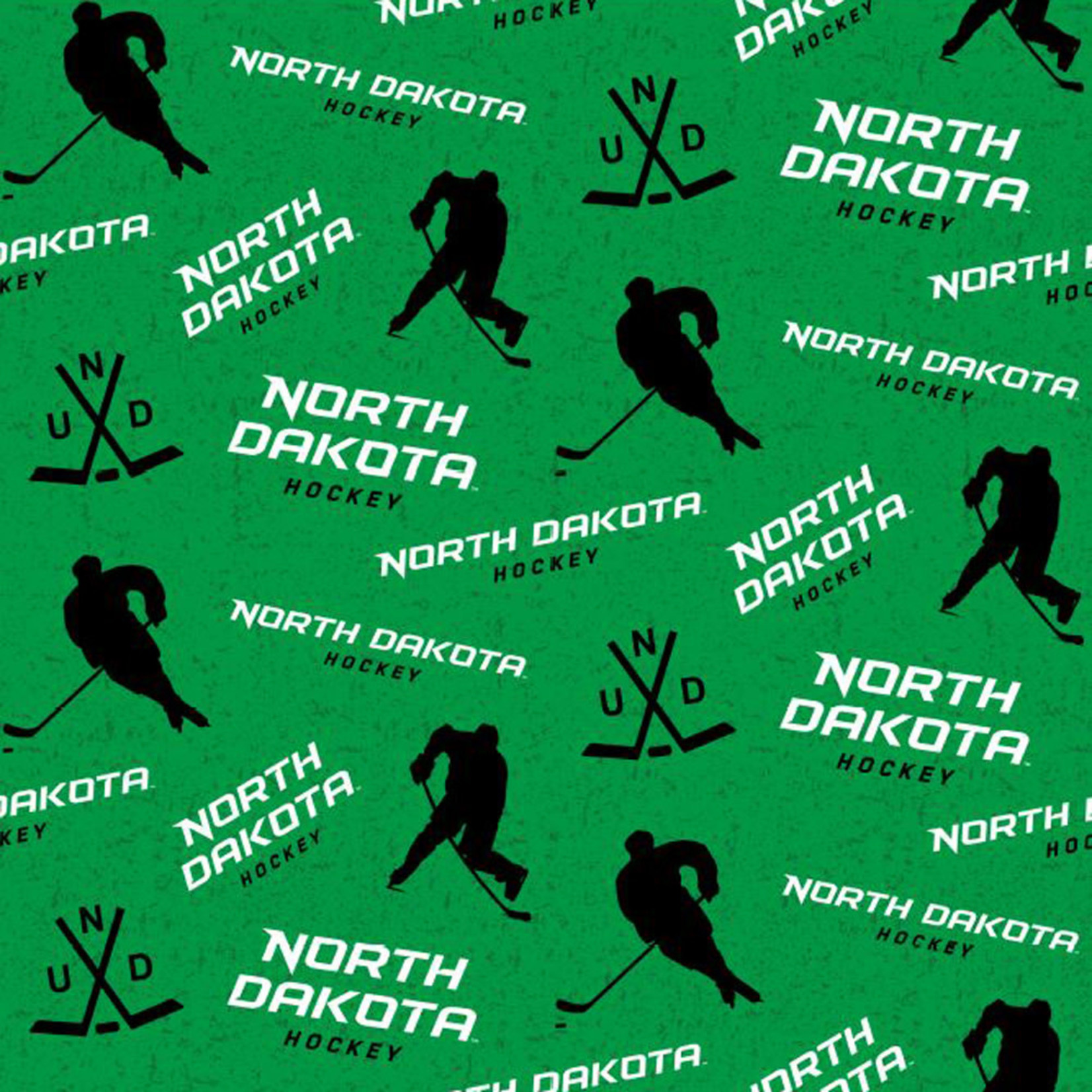 University of North Dakota Fighting Hawks Cotton Fabric with Tone On Tone  Print and Matching Solid Cotton Fabrics - College Fabric Store