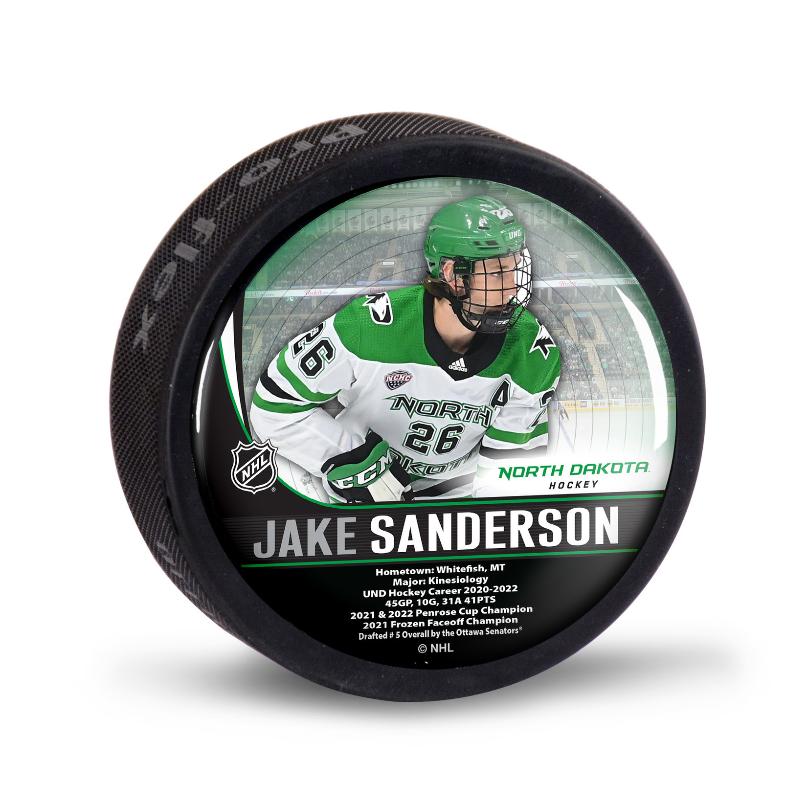 Wincraft UND Alumni Jake Sanderson Puck