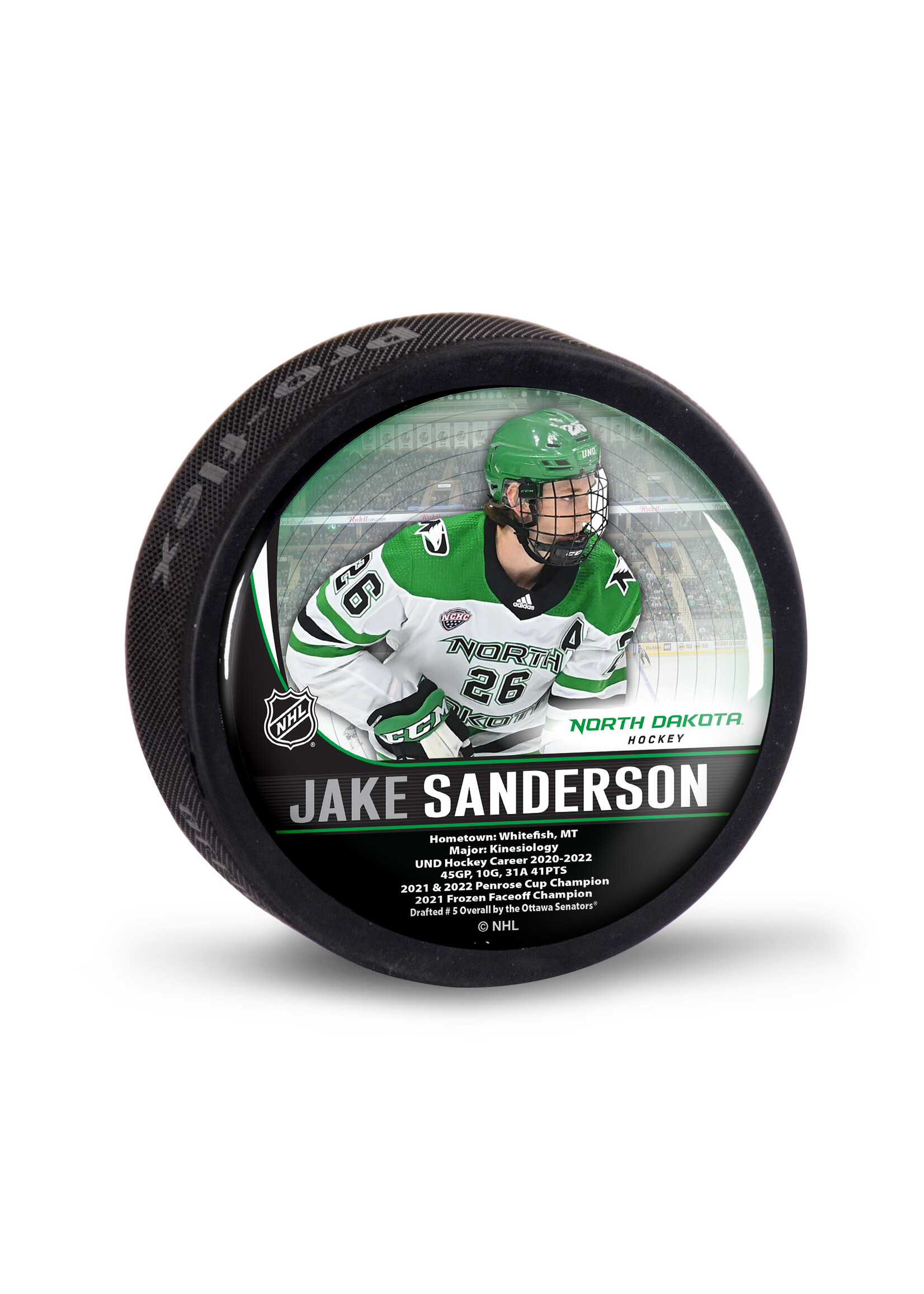Wincraft UND Alumni Jake Sanderson Puck
