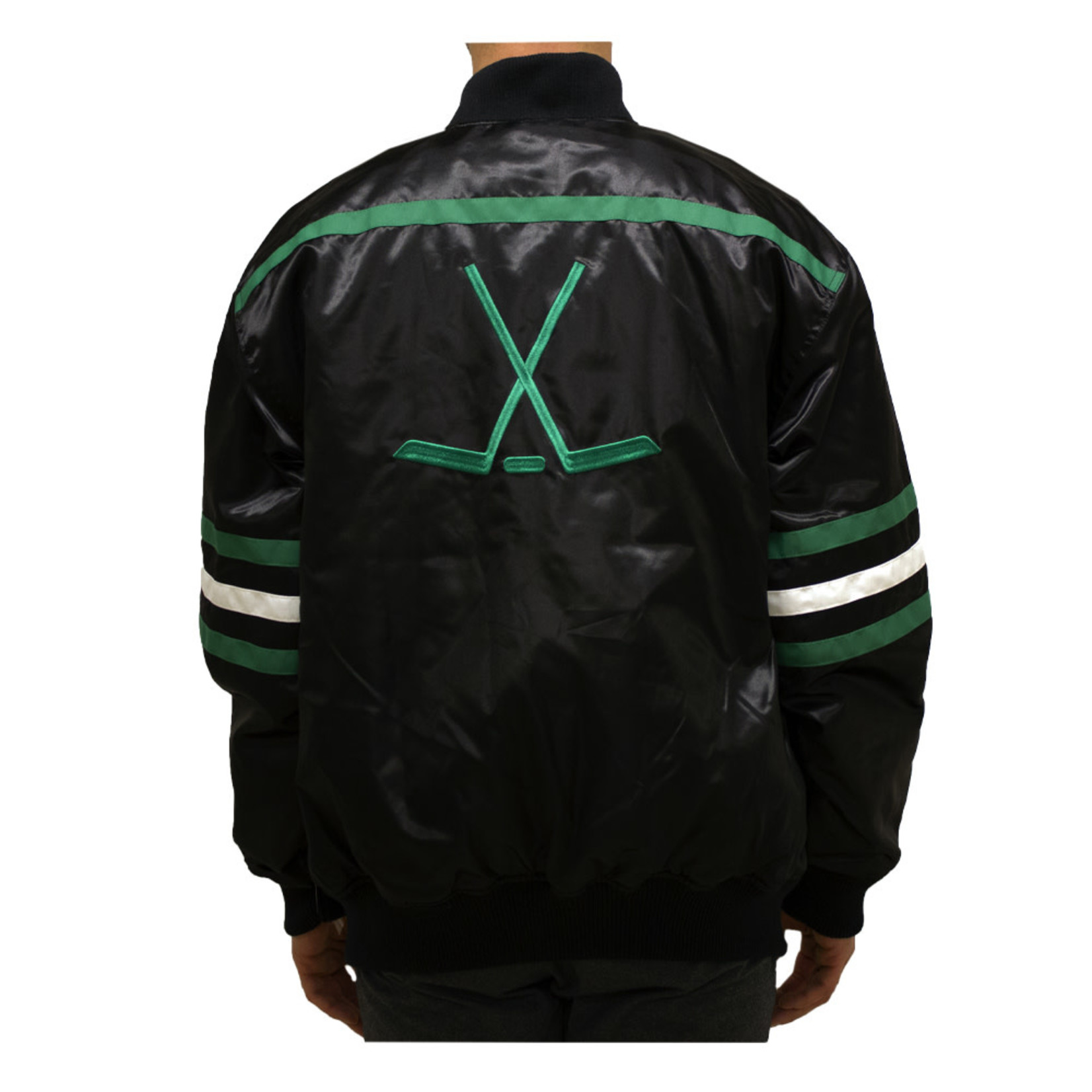 Kids Black And Green Satin Varsity Jacket