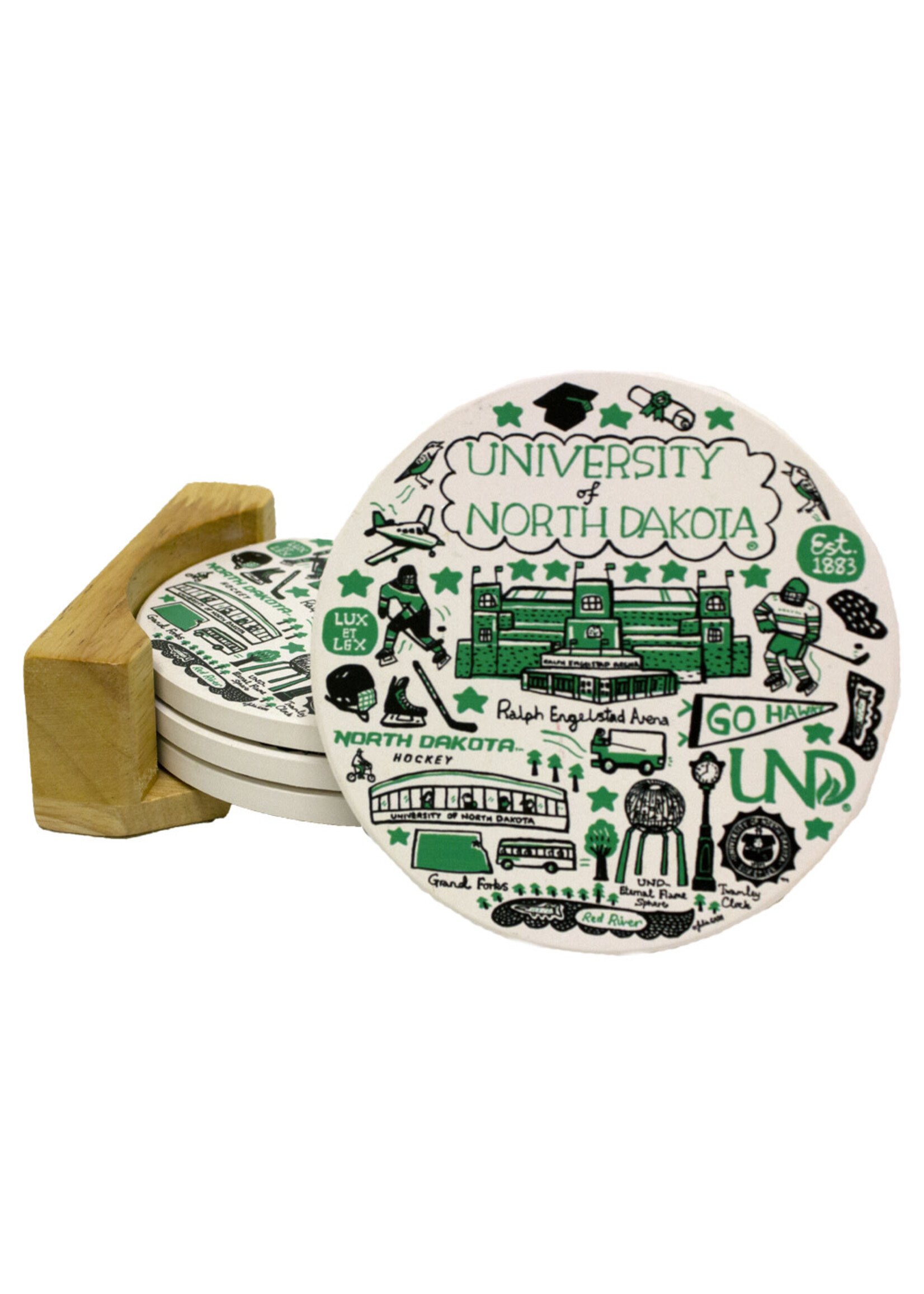 Neil Enterprise University of North Dakota Julia Gash Coaster Set