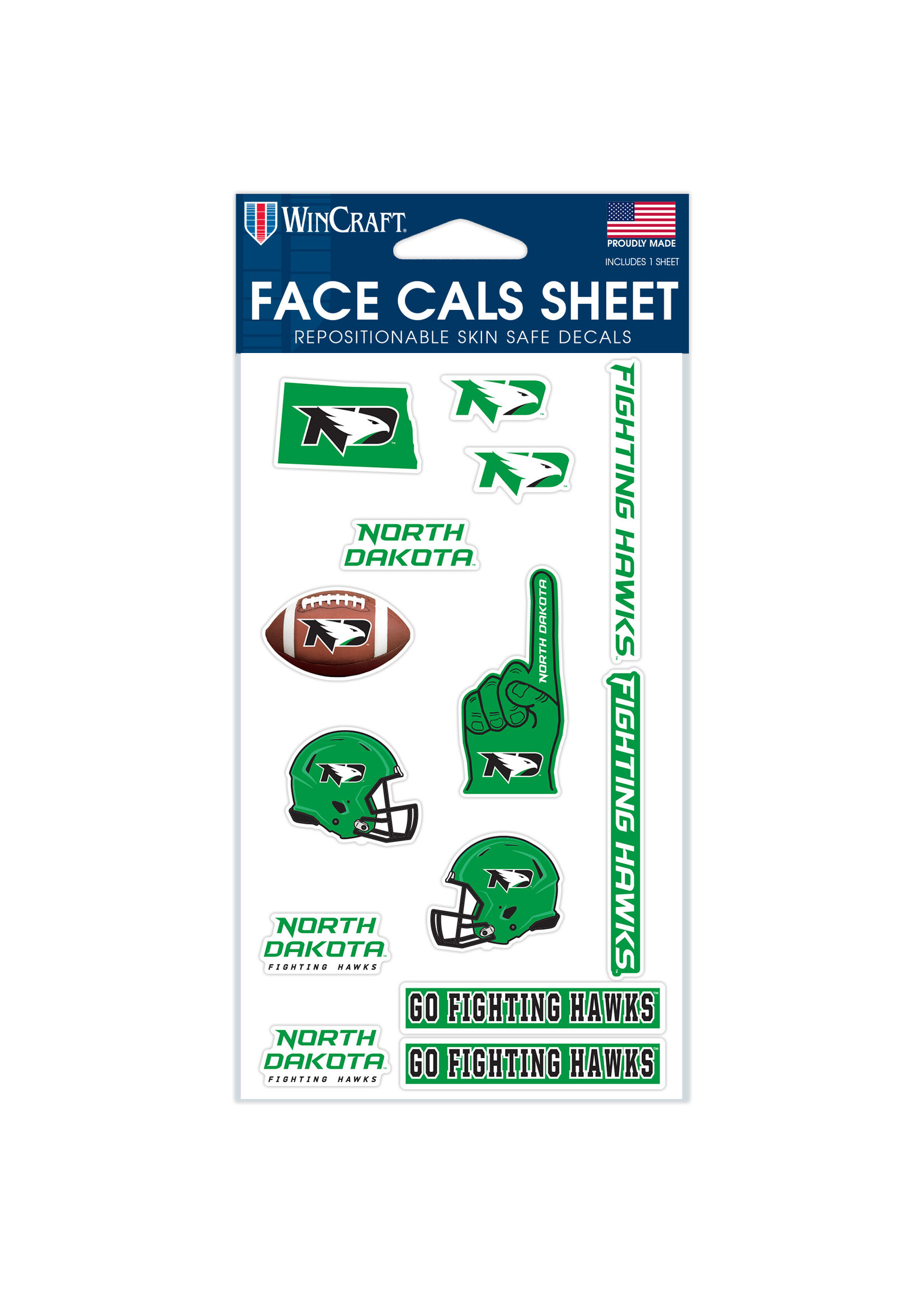 Wincraft North Dakota Fighting Hawks Football Face Cals Sheet