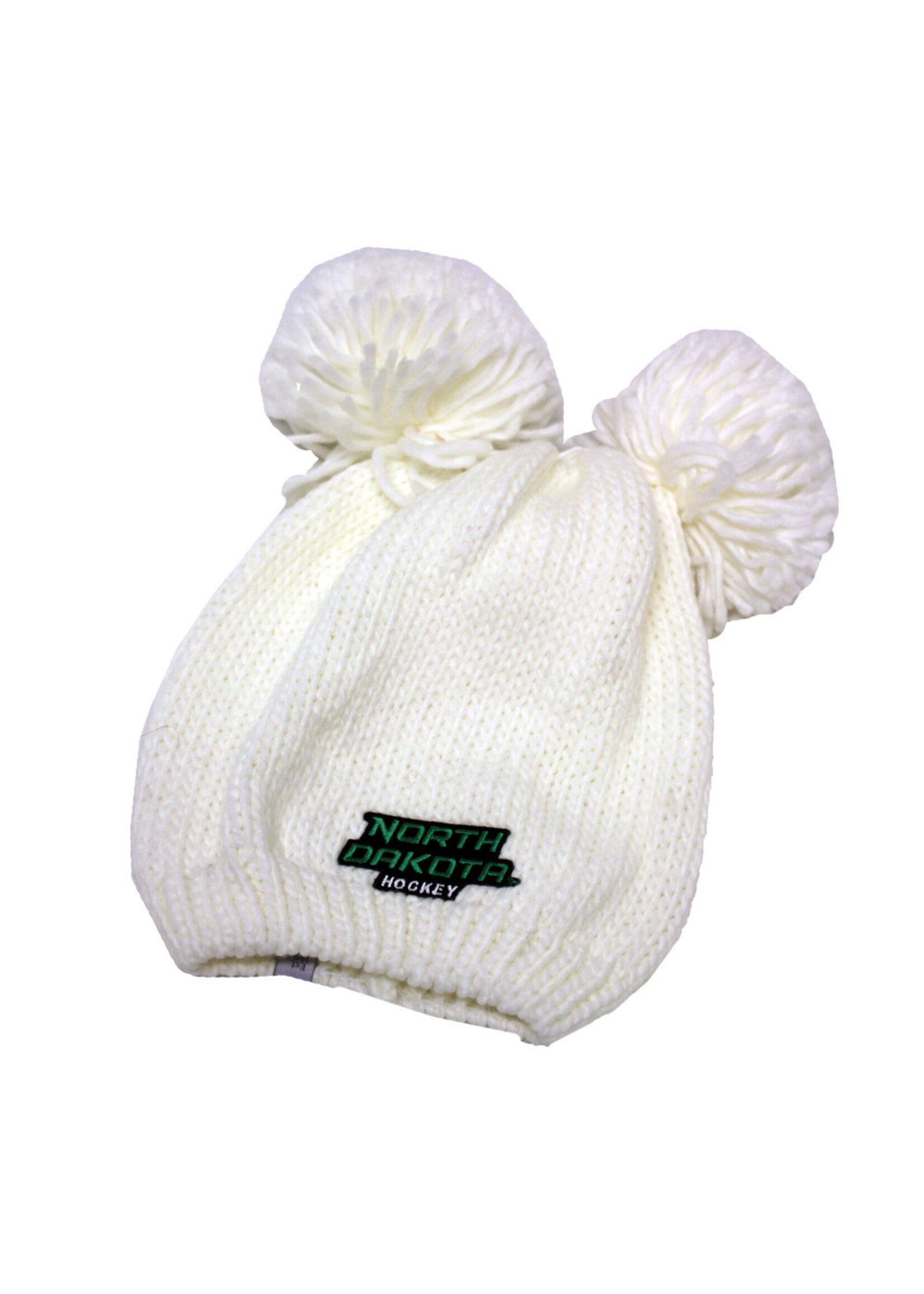 LogoFit North Dakota Hockey Leia Double Pom Knit Cream