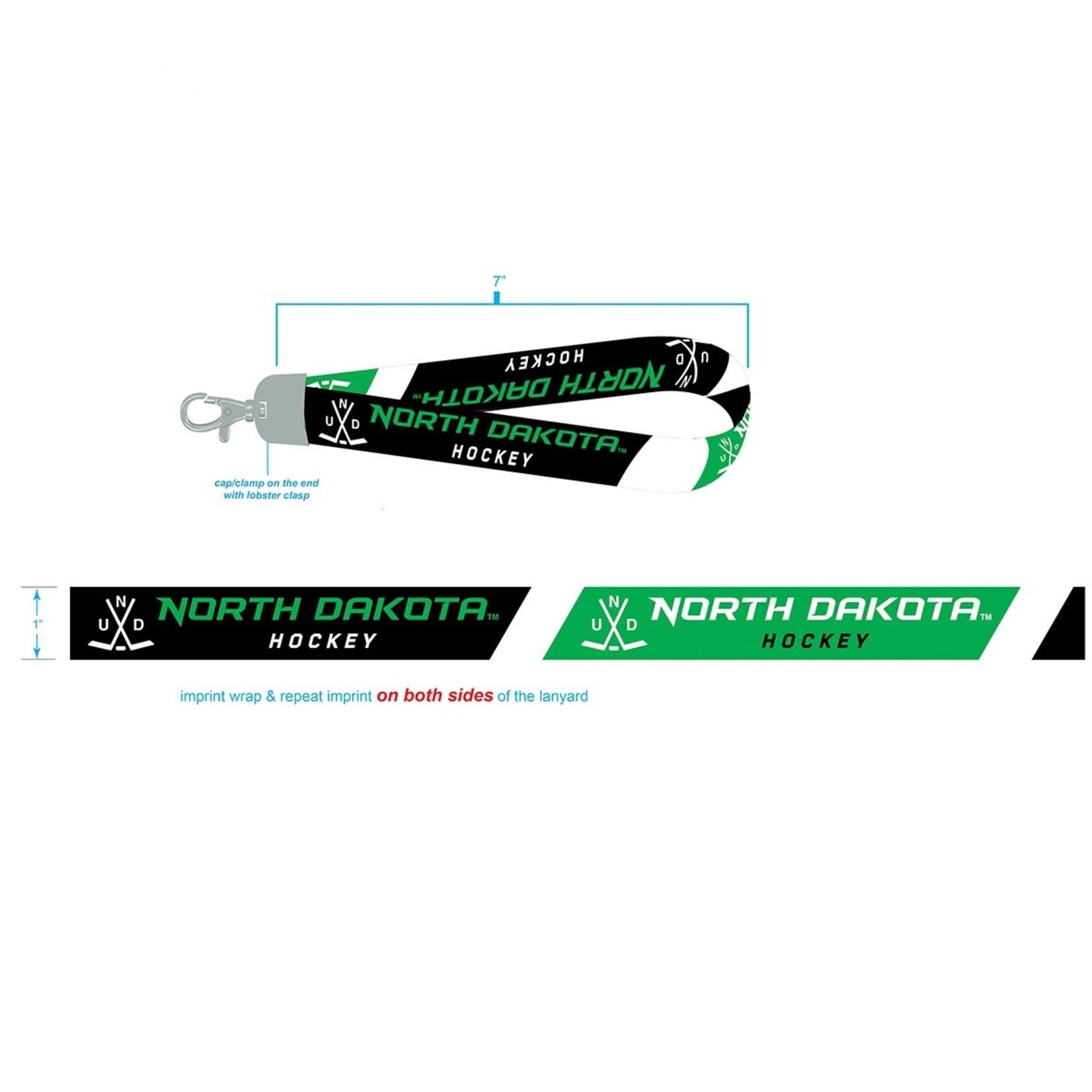 Rico Industries University of North Dakota Hockey 2 Line Pass Lanyard Keychain