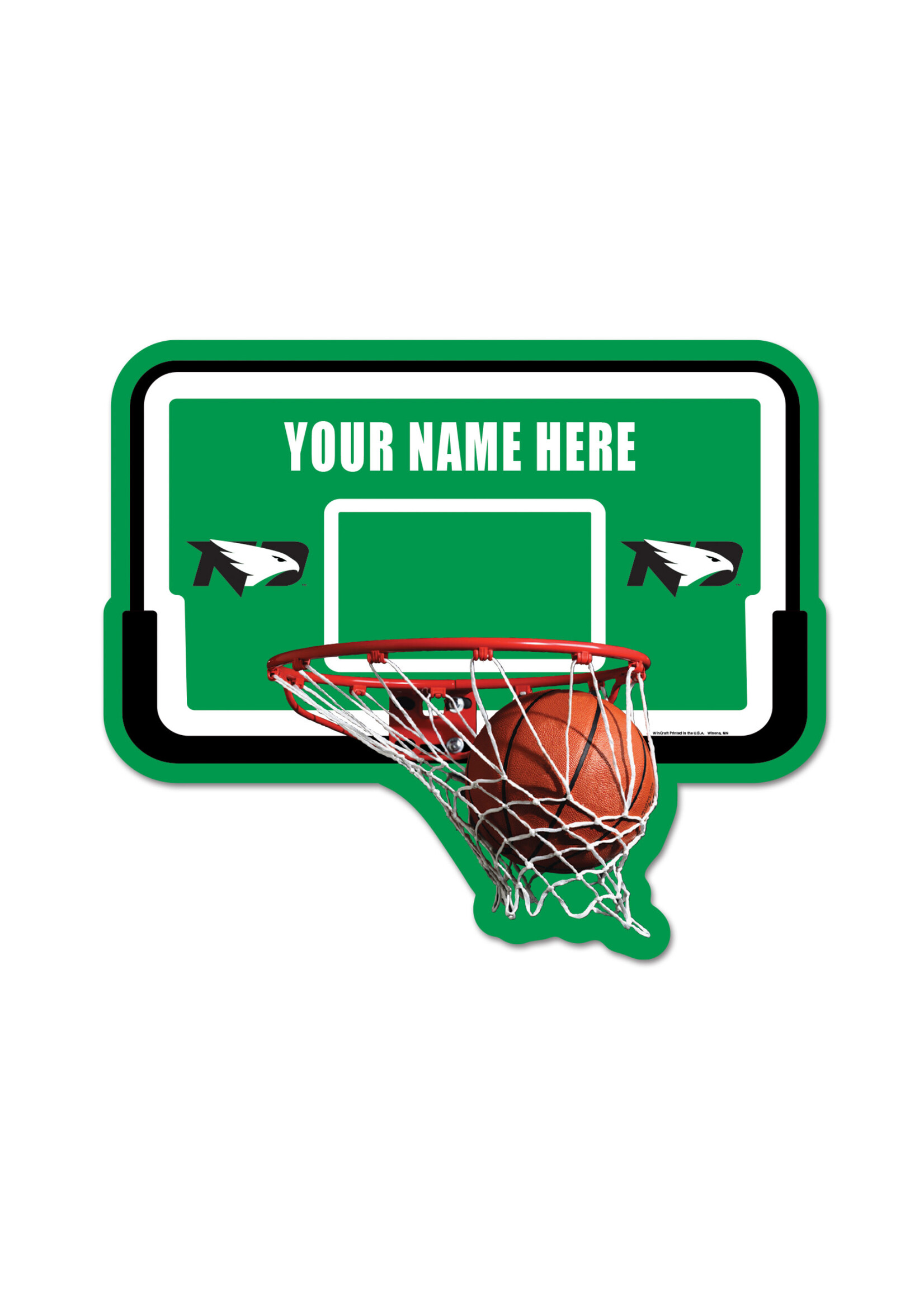 Wincraft Personalized North Dakota Basketball Hoop 11"x17" Wood Sign