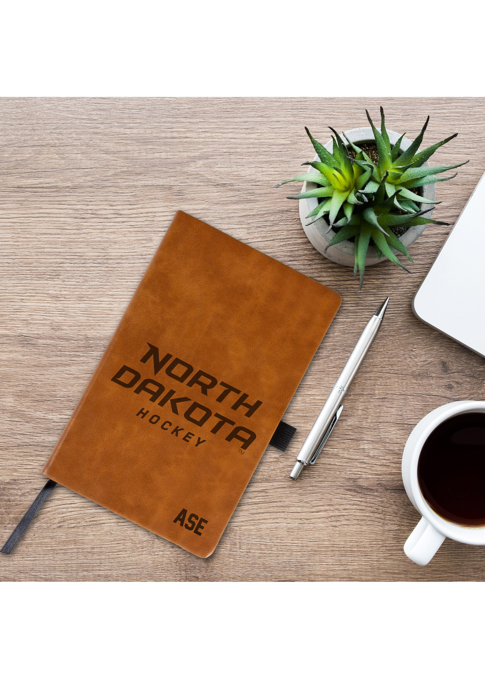 Rico Industries Personalized North Dakota Hockey Leather Notepad