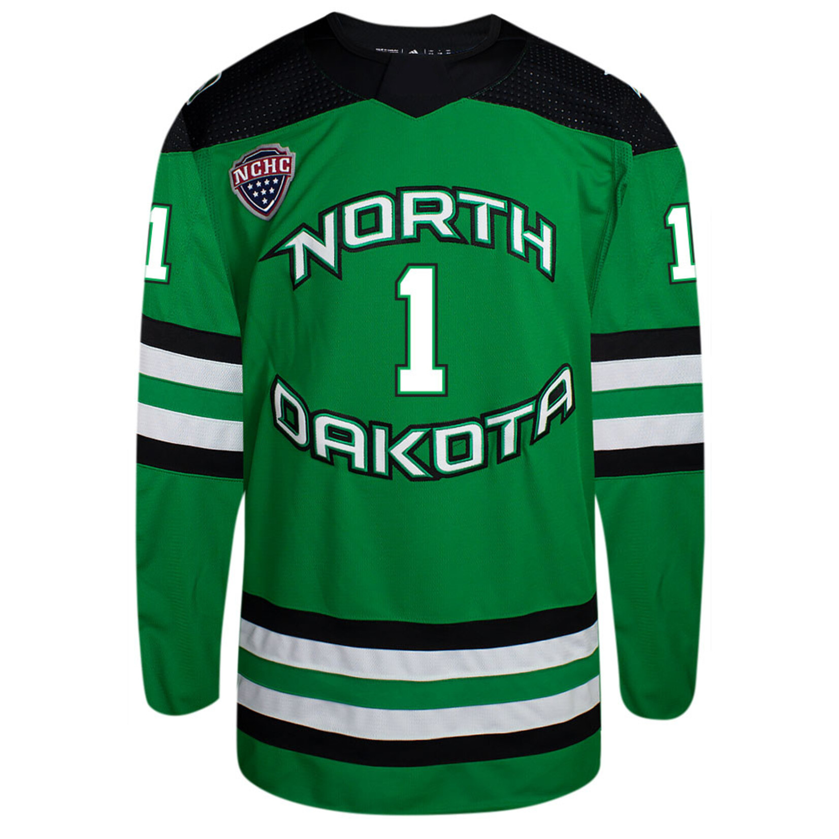 Adidas #1 Kaleb Johnson Adidas Authentic North Dakota Hockey Jersey