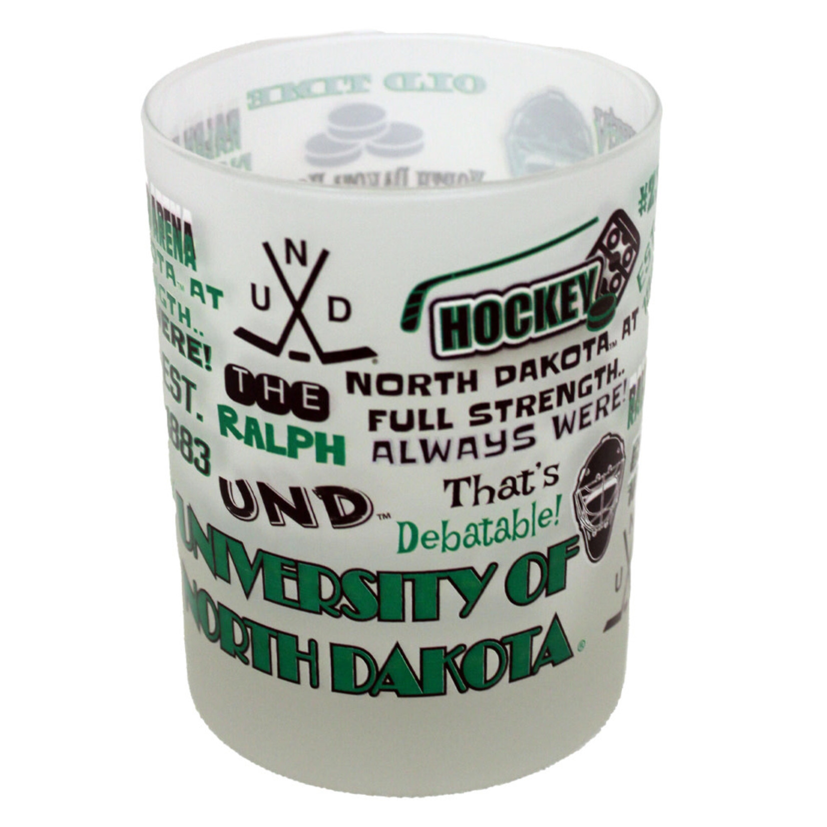 RFSJ Inc. Rocks Frosted 14oz University of North Dakota Glass