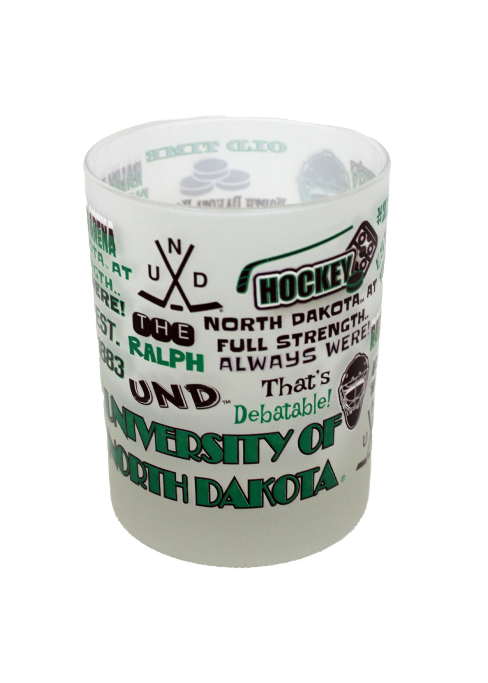 Rocks Frosted 14oz University of North Dakota Glass