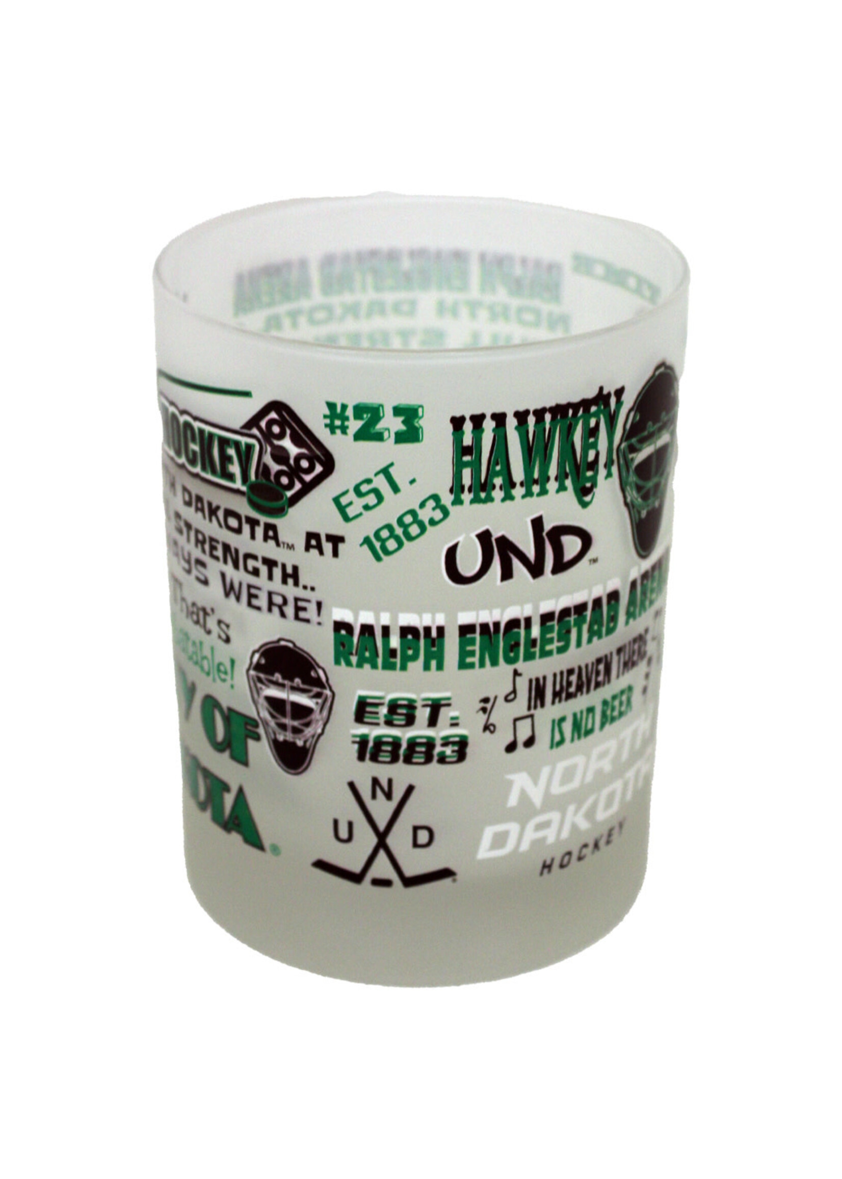 Rocks Frosted 14oz University of North Dakota Glass
