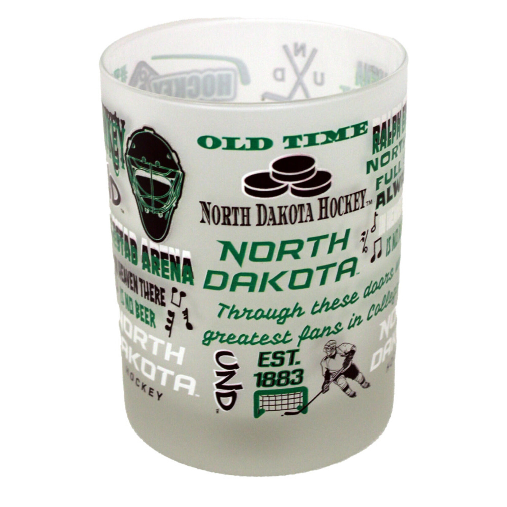 RFSJ Inc. Rocks Frosted 14oz University of North Dakota Glass