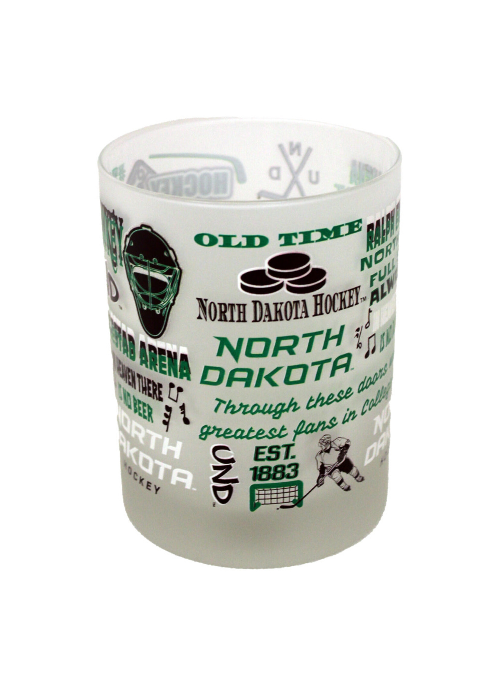 Rocks Frosted 14oz University of North Dakota Glass