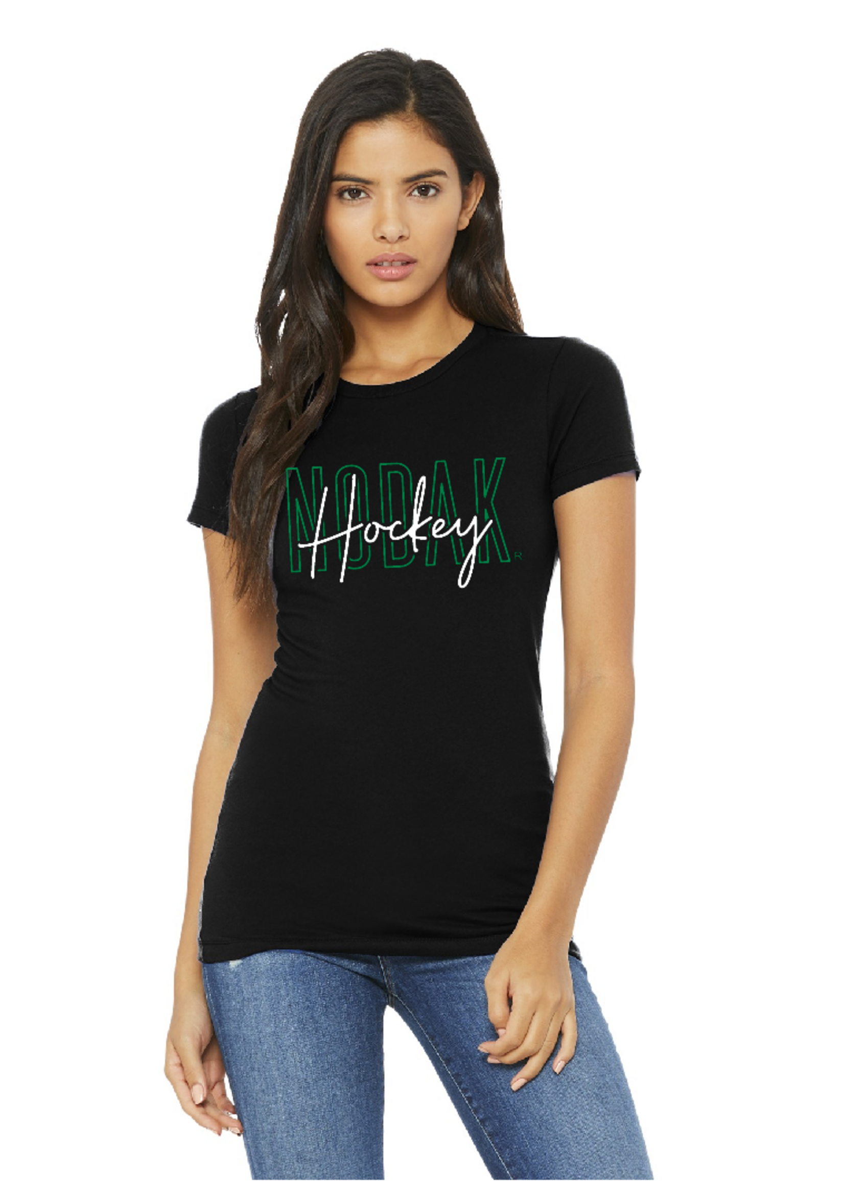 AHUNDYP Women's Slim Fit NODAK Hockey Tee