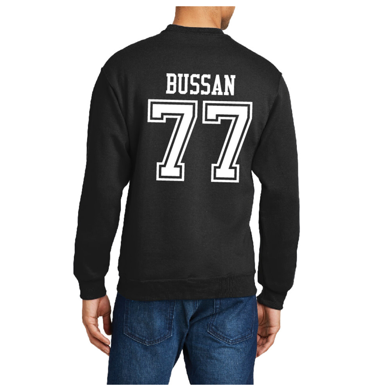 AHUNDYP #77 Mark Bussan North Dakota Football Sport Adult Crew