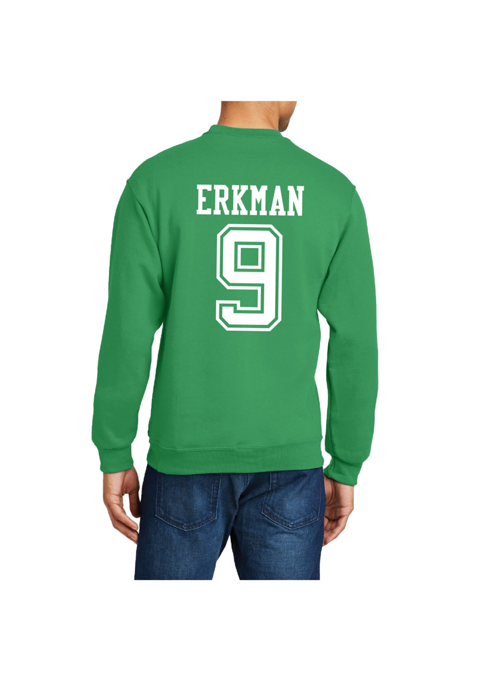 AHUNDYP #9 Tyler Erkman North Dakota Football Sport Adult Crew