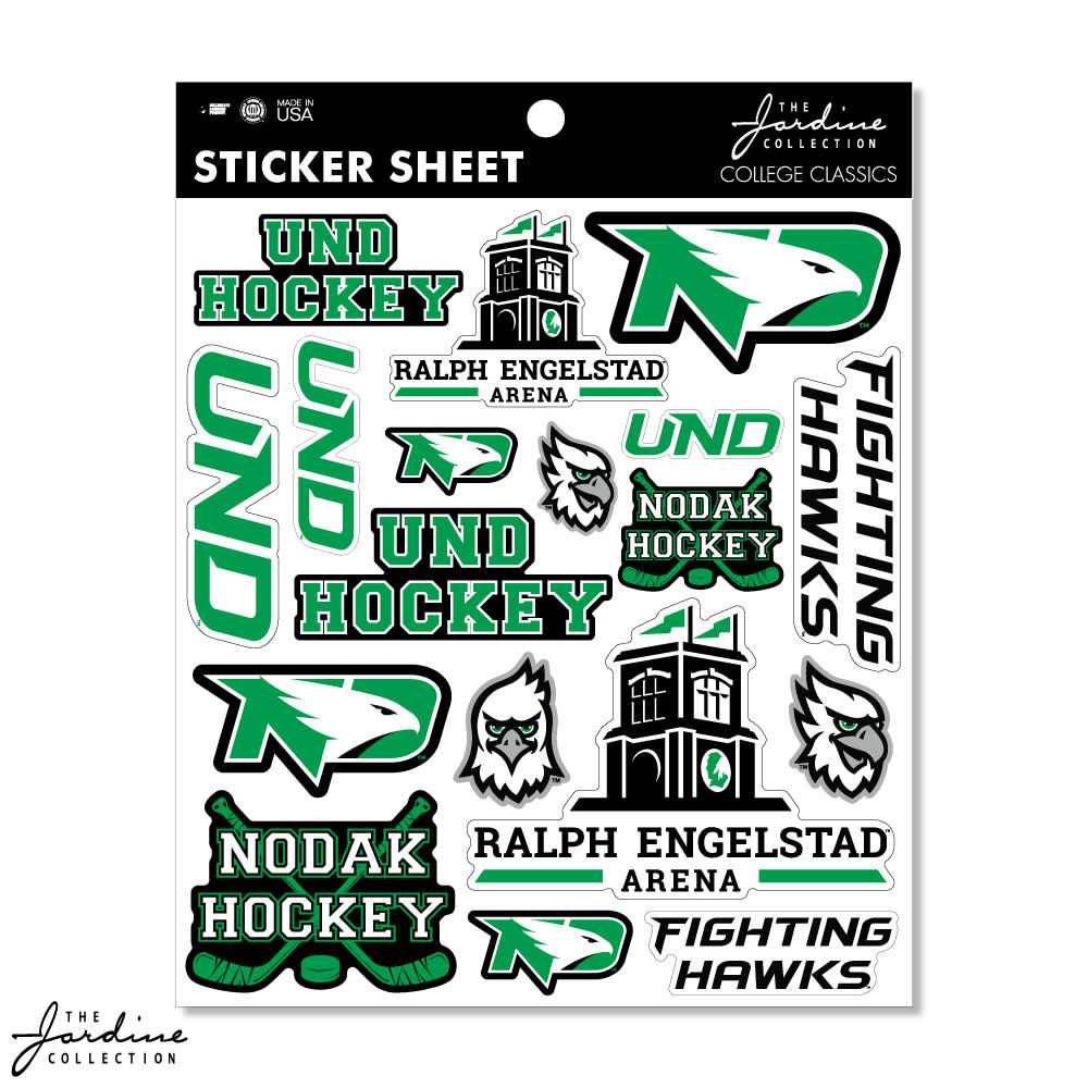 Und Sticker UND Assorted Sticker Sheet - Sioux Shop at Ralph Engelstad Arena