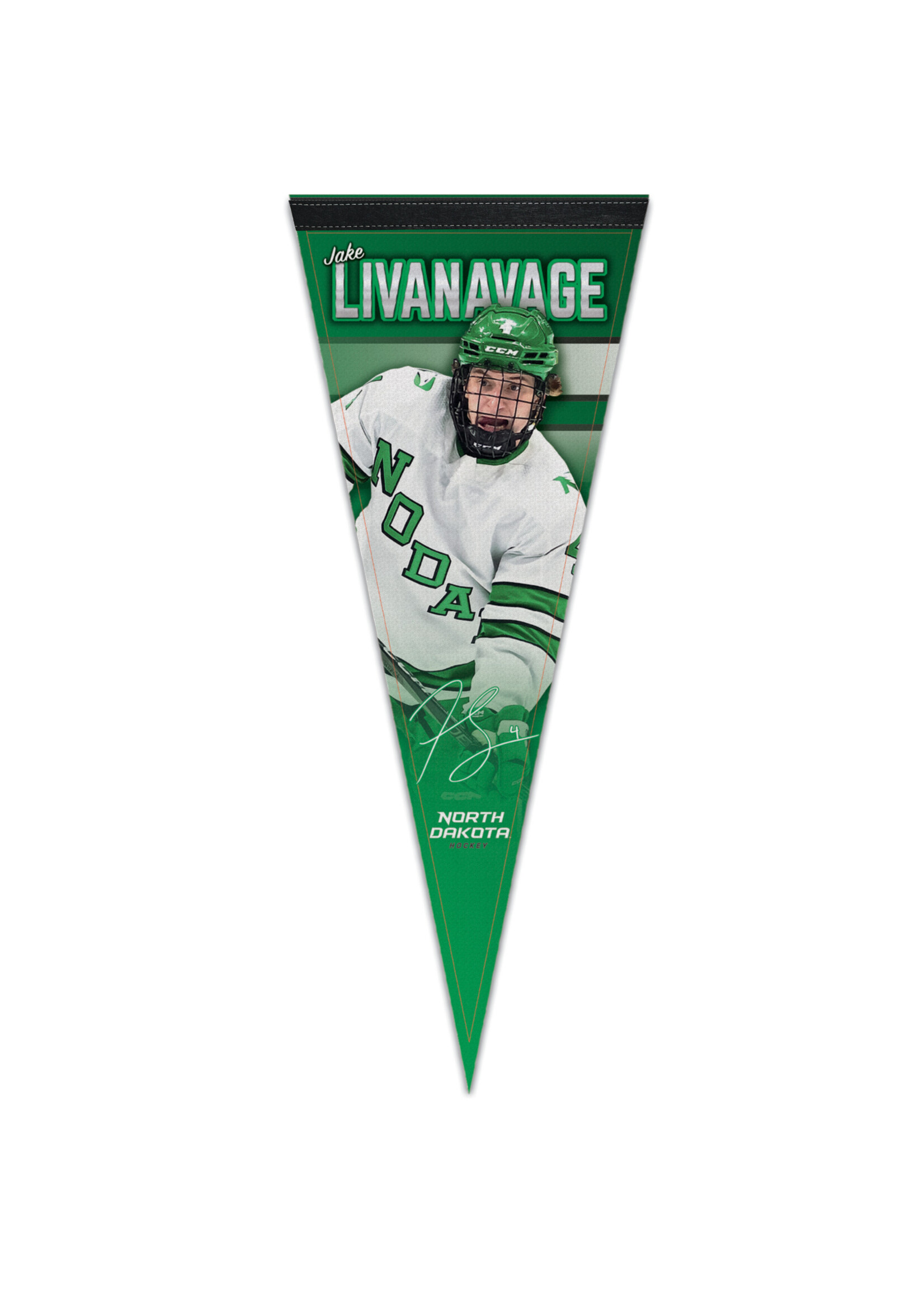 Wincraft Jake Livanavage #4 UND Hockey 12" x 30" Player Pennant