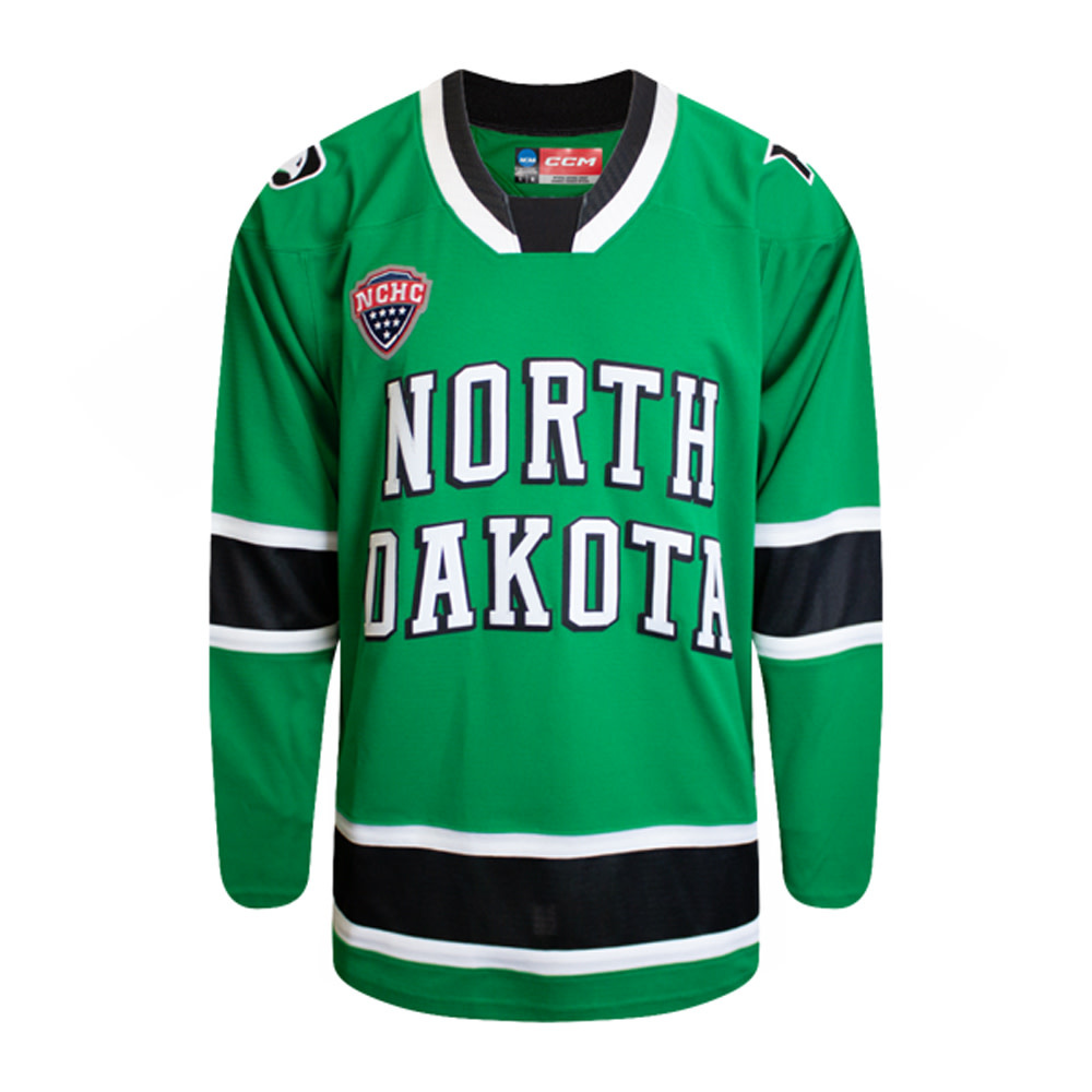 トップス CVTVIST Hockey Jersey CCM Replica Road Kelly Green North Dakota Hockey Jersey