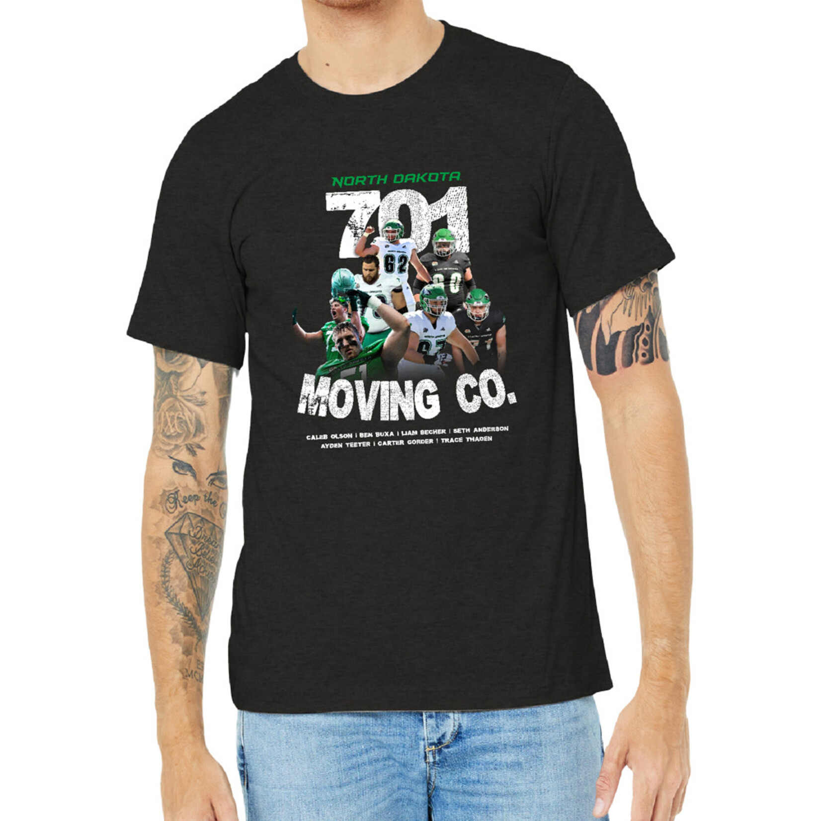 AHUNDYP 701 Moving Co North Dakota Football Adult Tee