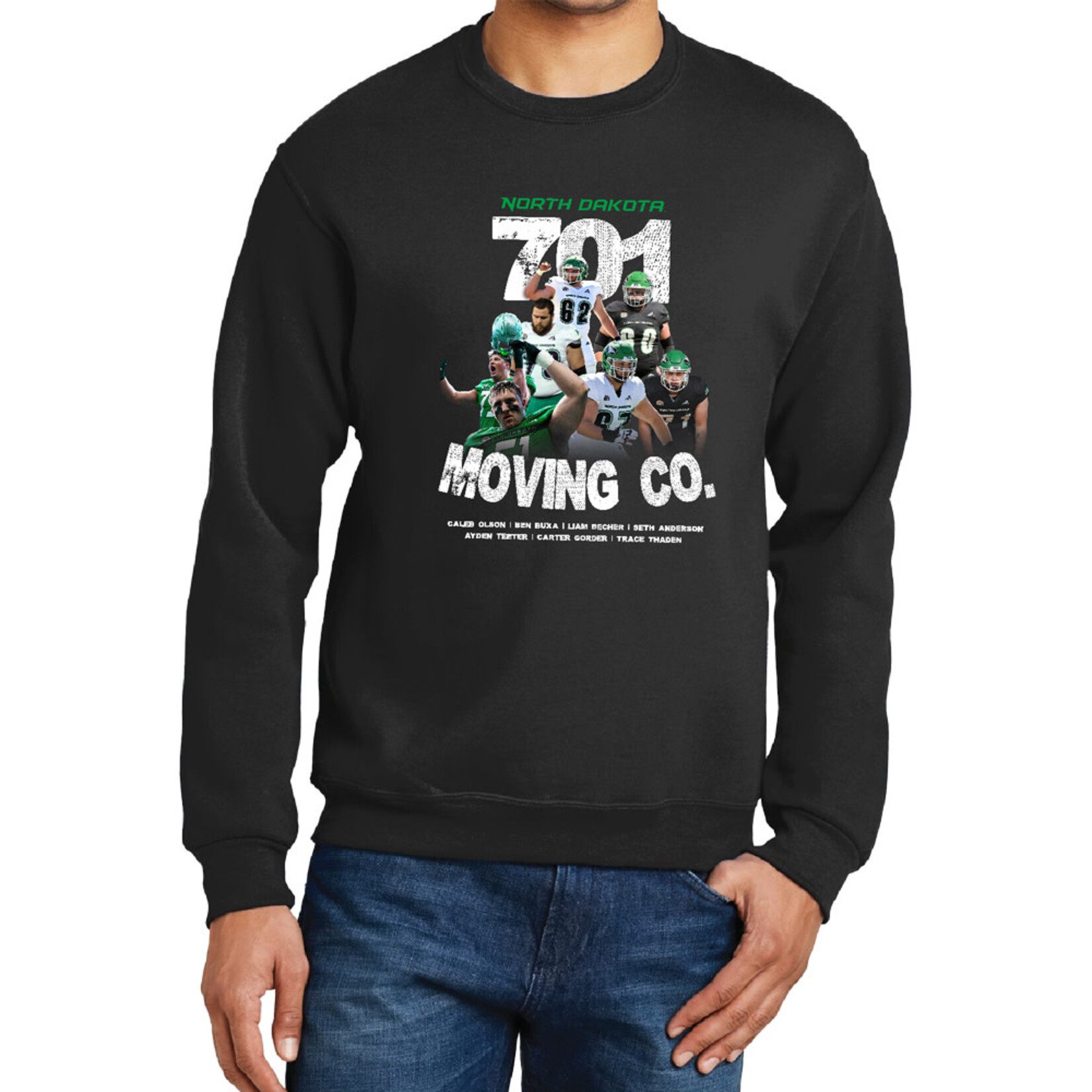AHUNDYP 701 Moving Co North Dakota Football Adult Crew