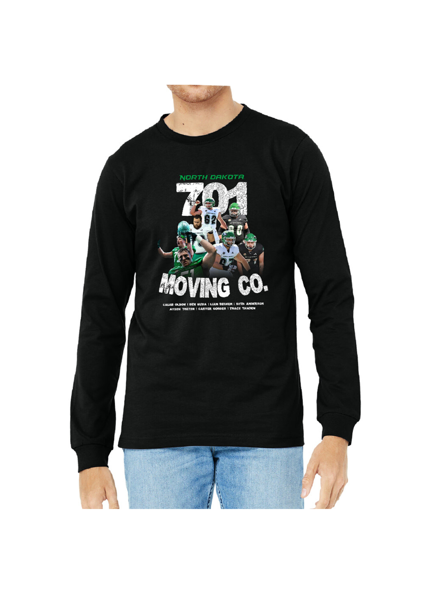 AHUNDYP 701 Moving Co North Dakota Football Adult Long Sleeve Tee