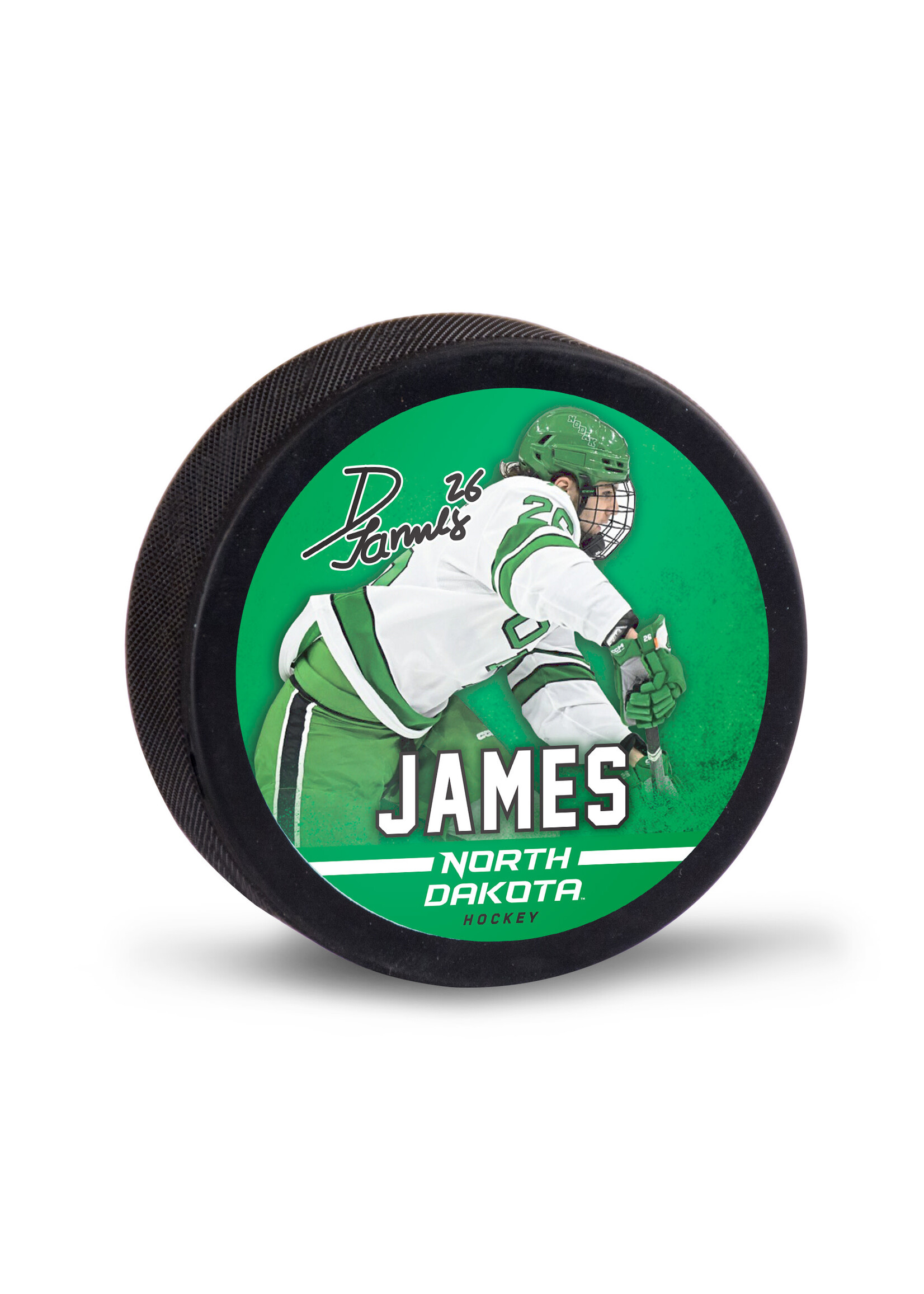 Wincraft Dylan James #26 UND Hockey Player Puck