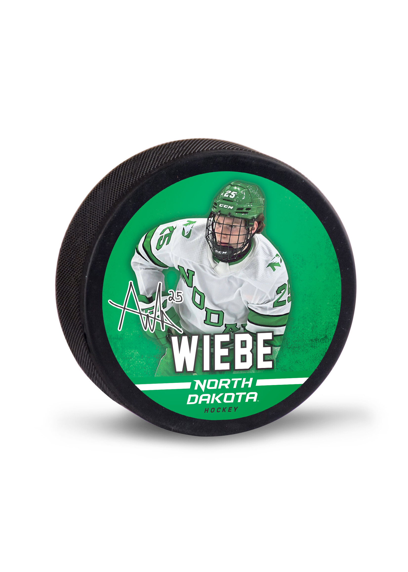 Wincraft Abram Wiebe #25 UND Hockey Player Puck