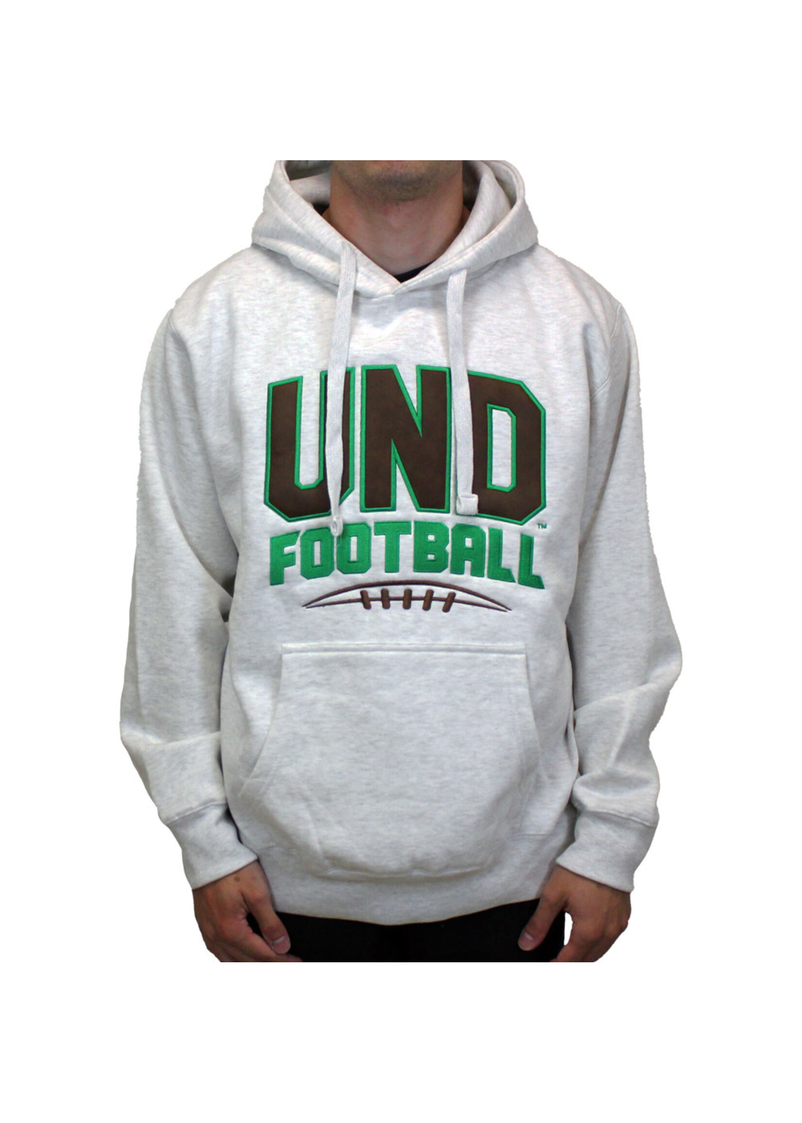 Artisans UND Football Leather Applique Hood